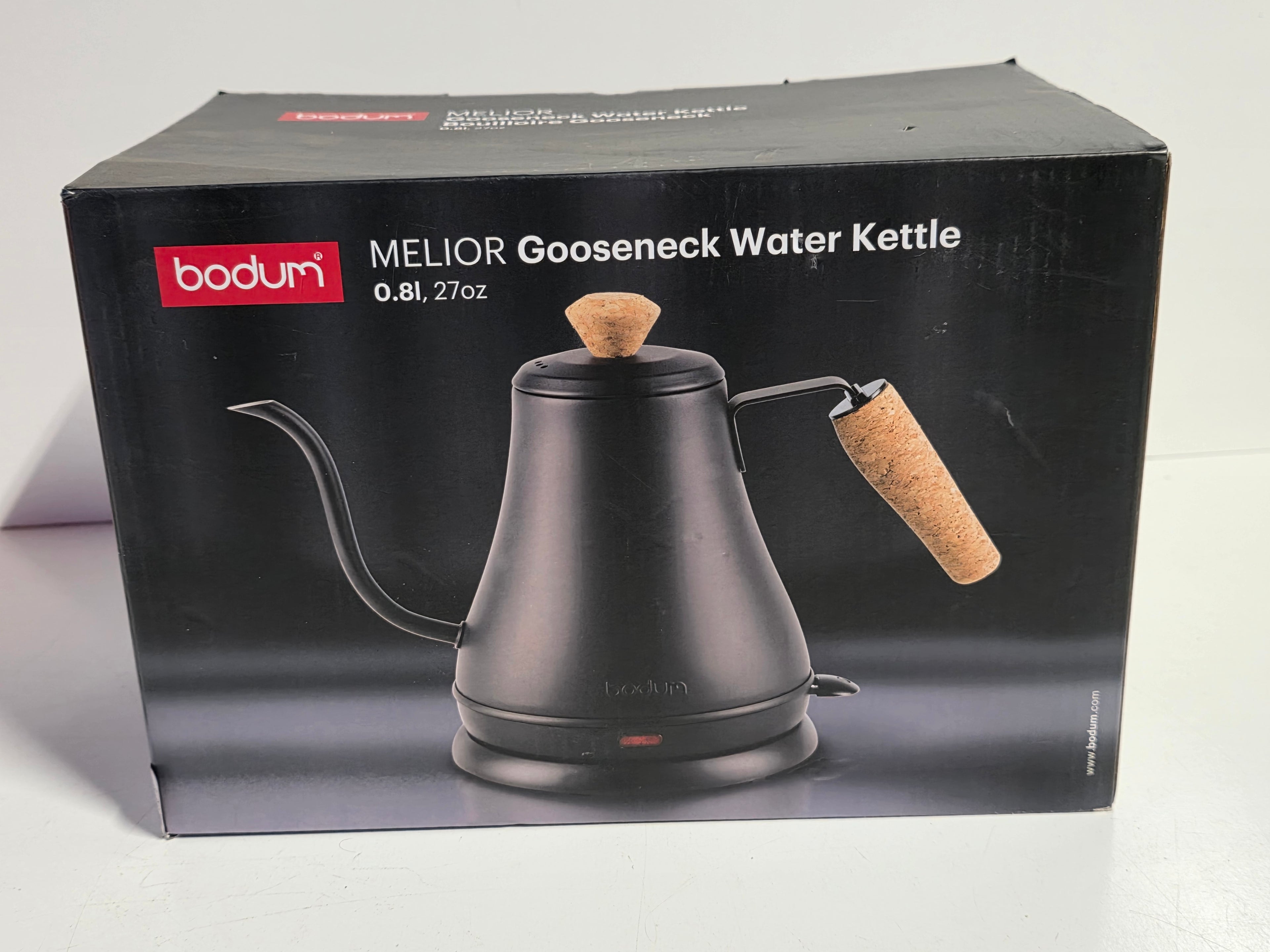 Bodum Melior Gooseneck Electric Water Kettle Matte Black 0.8L Precision Pour