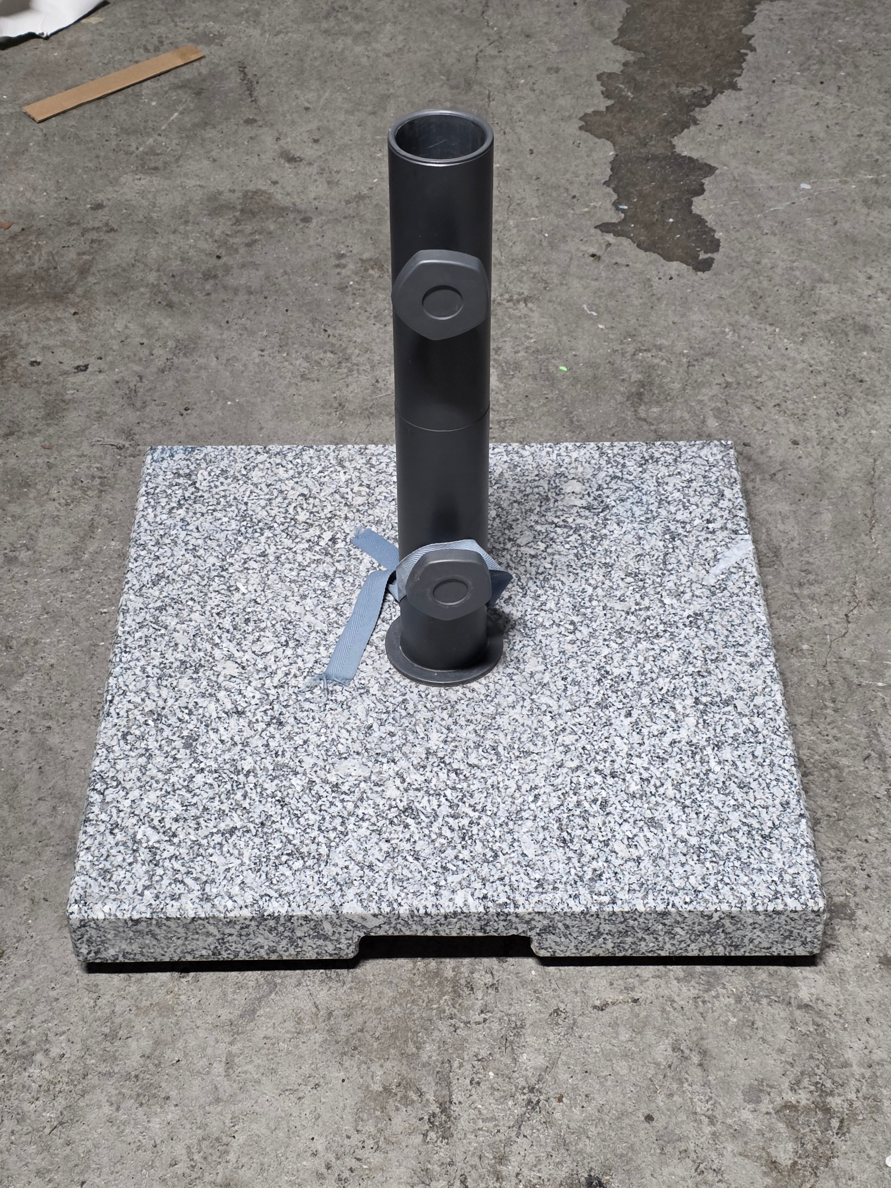 Granite Outdoor Umbrella Base Heavy-Duty Square Stand with Adjustable Pole Holder