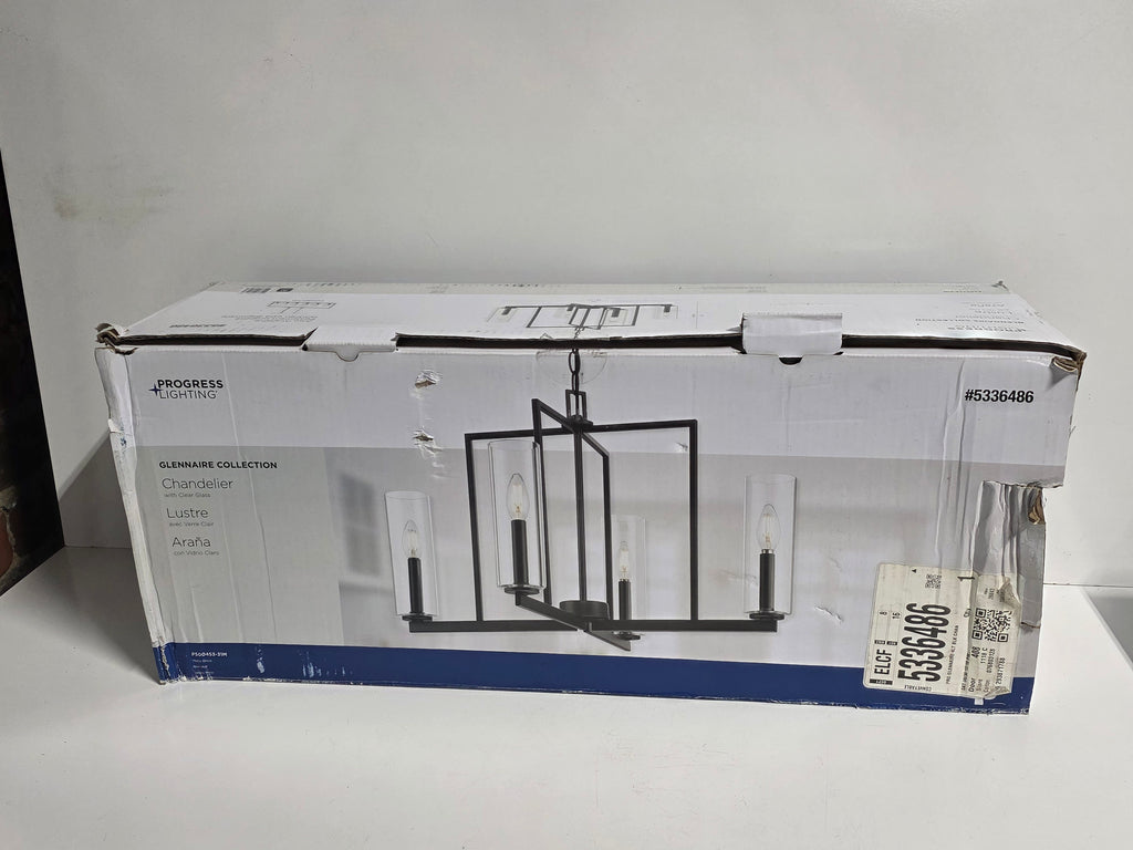 Progress Lighting Glennaire Collection Clear Glass Modern Chandelier Home Decor Fixture