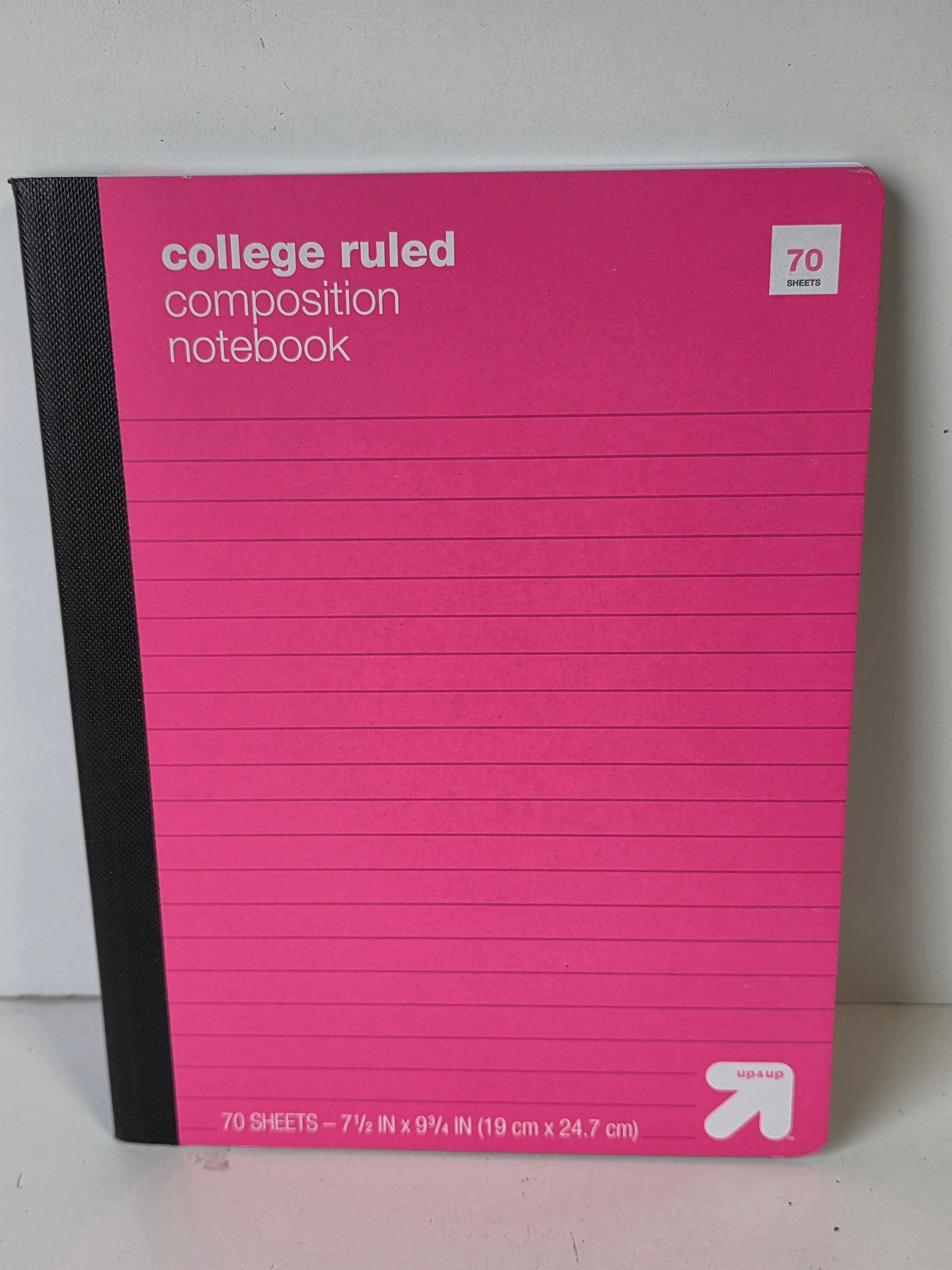 Up&Up College Ruled Composition Notebook Pink Cover 70 Sheet Student Writing Journal