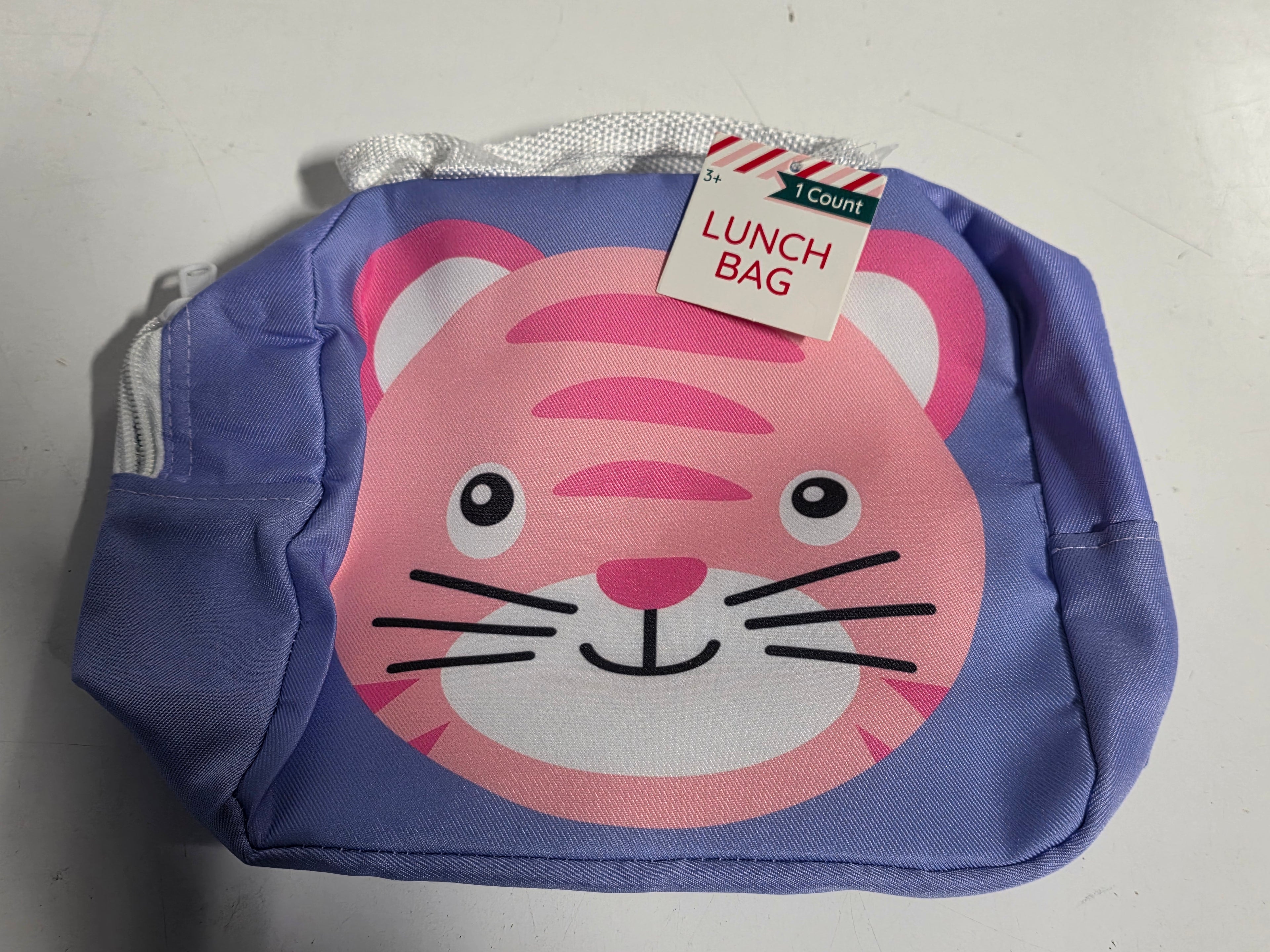 Kids Animal Lunch Bag Pink Tiger Graphic Insulated Soft Tote School Snack Carrier