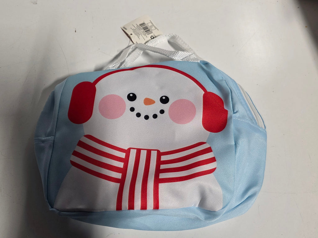 Kids Snowman Lunch Bag Winter Holiday Character Insulated Soft Tote School Snack