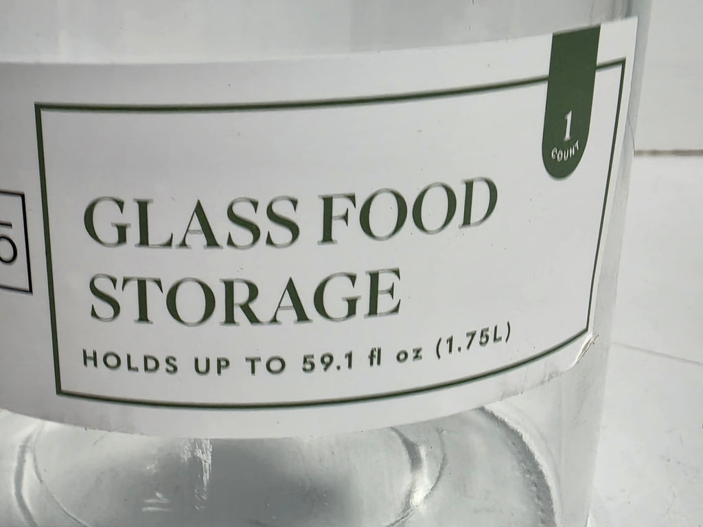Glass Food Storage Jar Large Clear Container with Teal Locking Lid 1.75L Capacity