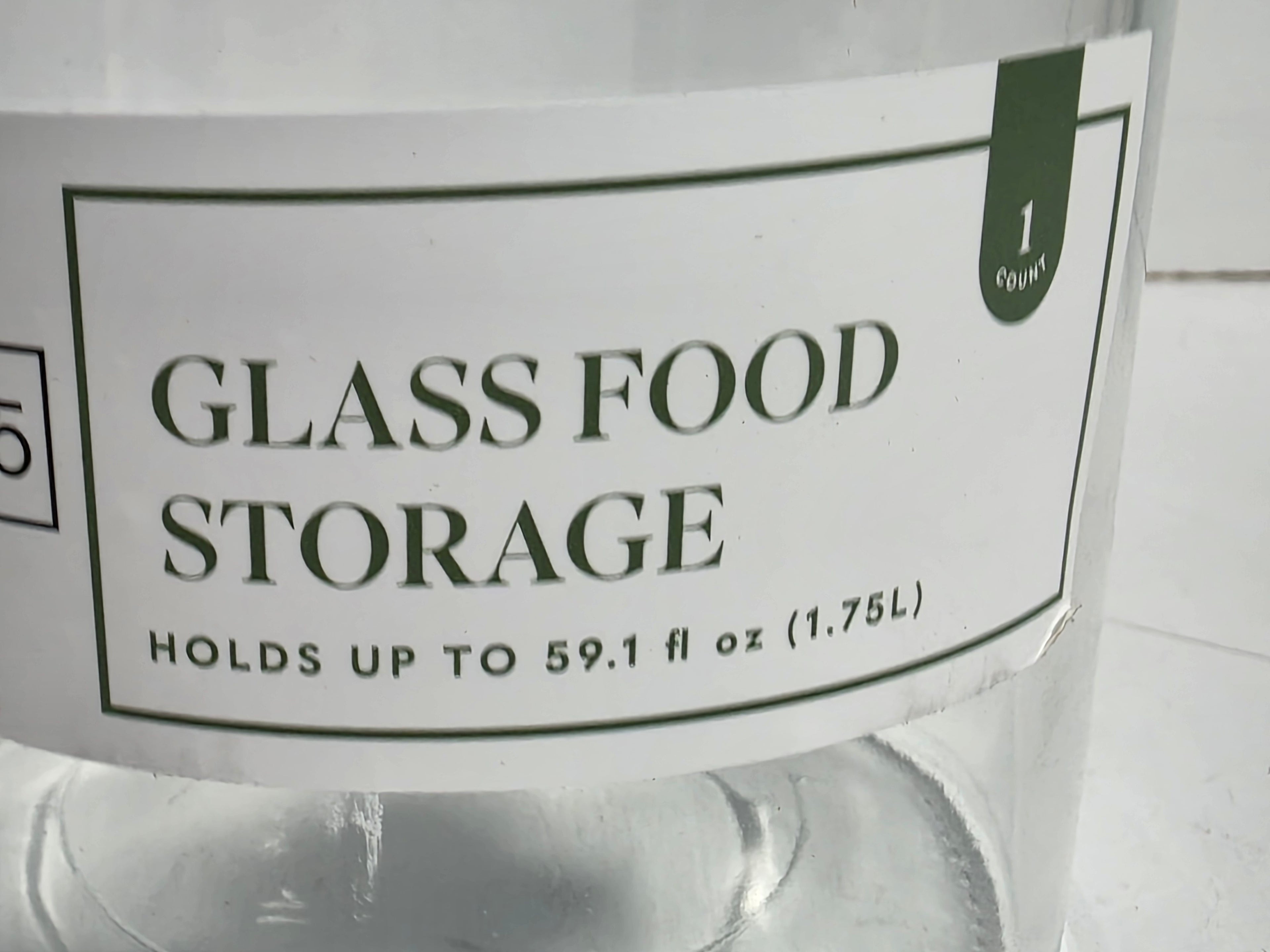 Glass Food Storage Jar Large Clear Container with Teal Locking Lid 1.75L Capacity
