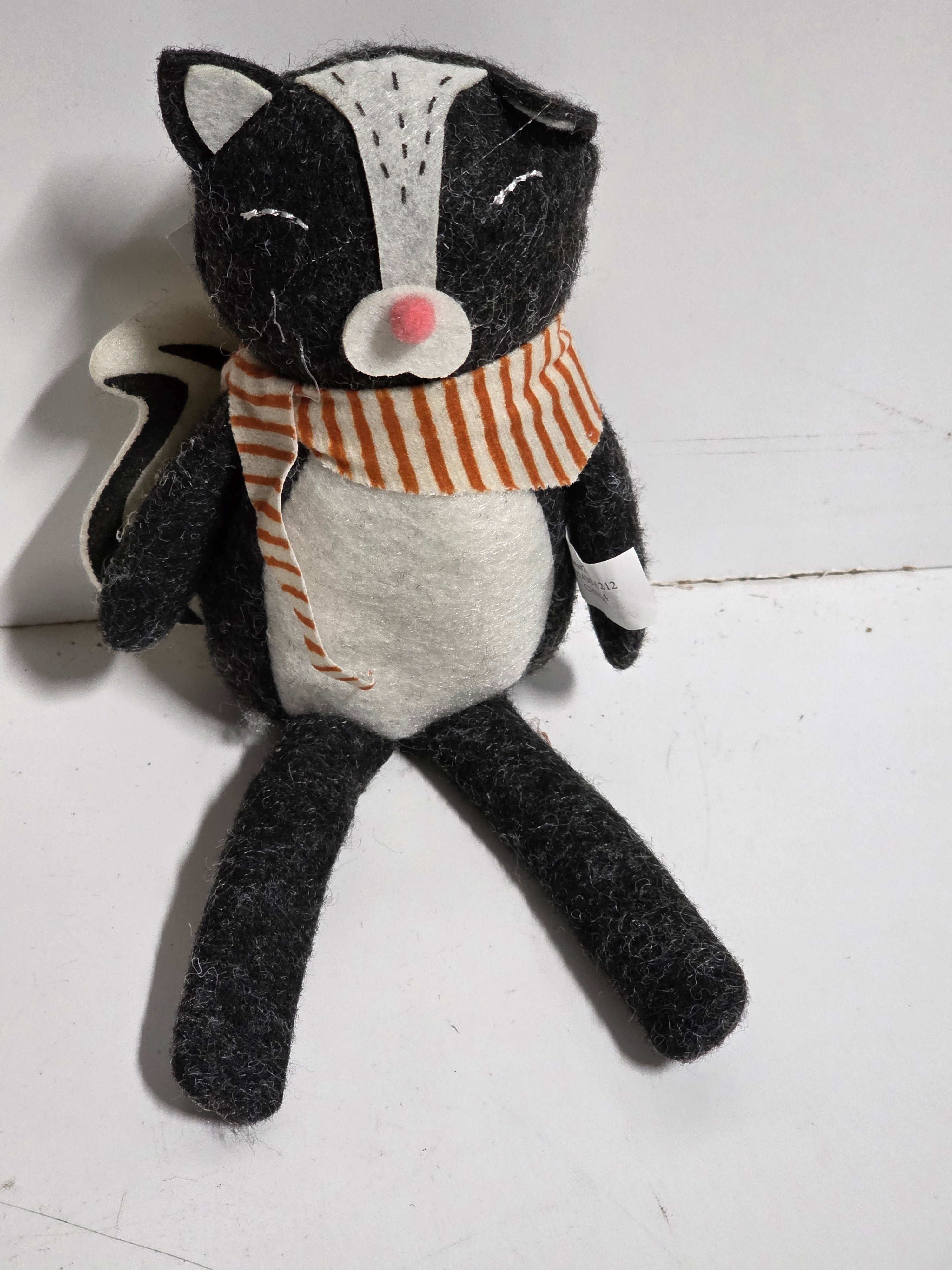 Felt Skunk Plush Figurine Black White Decorative Woodland Animal Indoor Display