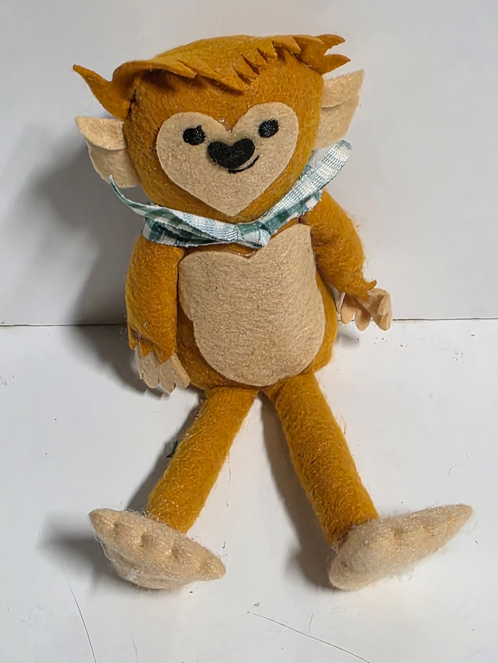 Felt Woodland Creature Figurine Brown Decorative Plush Indoor Display with Scarf
