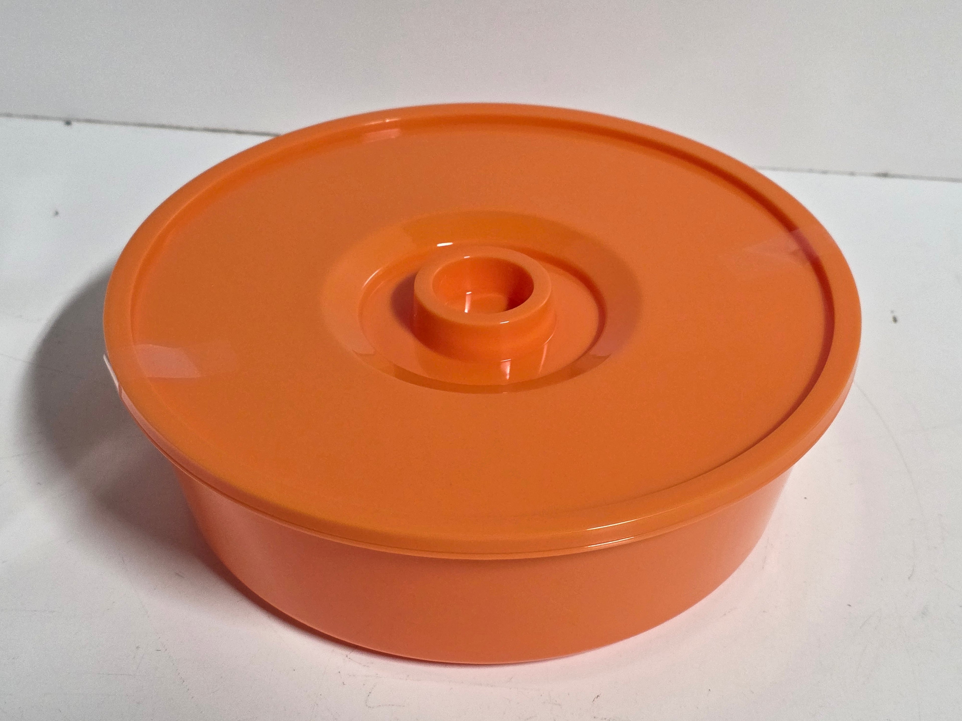 Orange Tortilla Warmer Round Microwave-Safe Food Storage Server with Lid