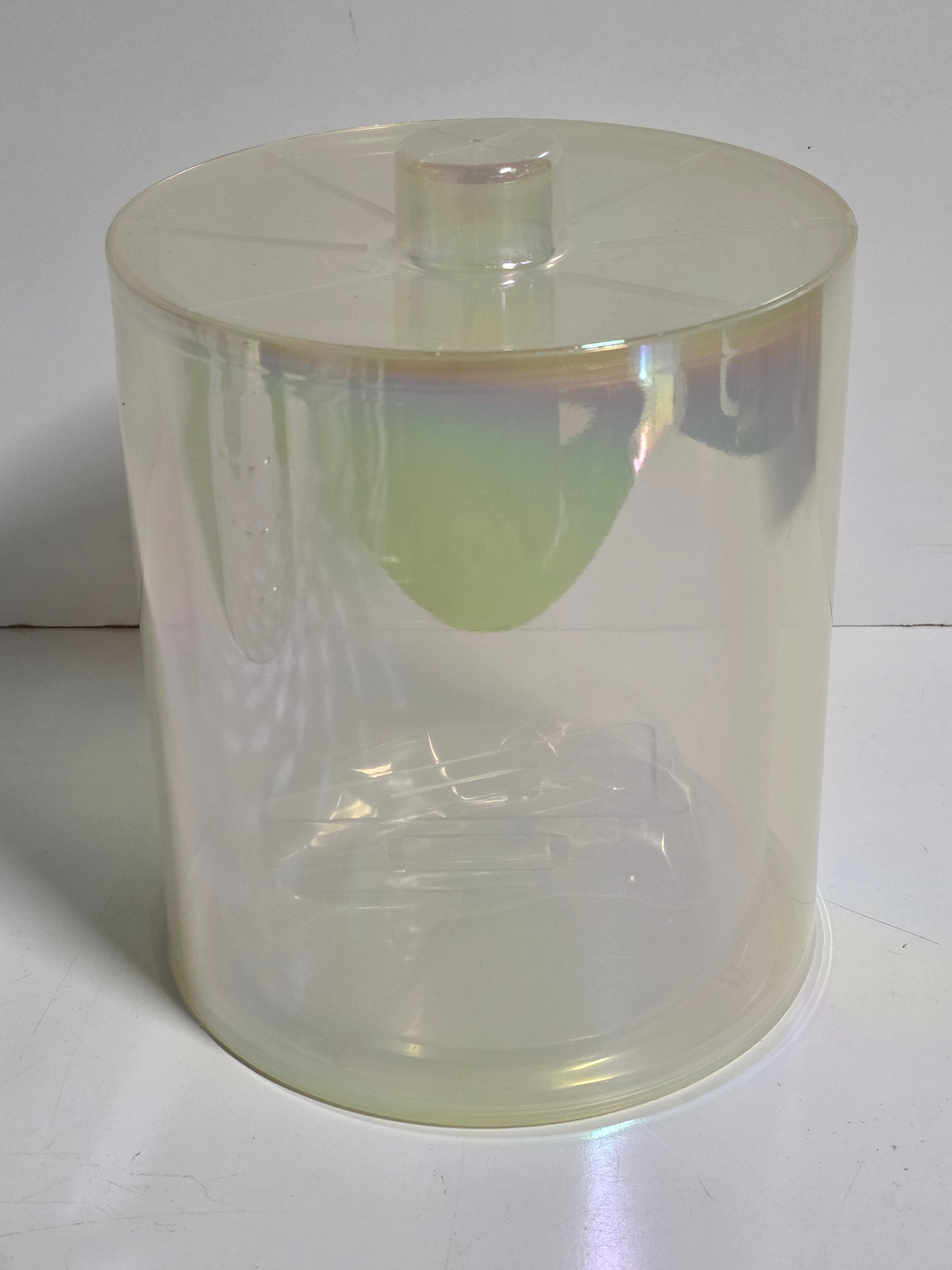 Horizon Iridescent Plastic Ice Bucket Set Light-Up Shimmer Finish with Lid and Tongs