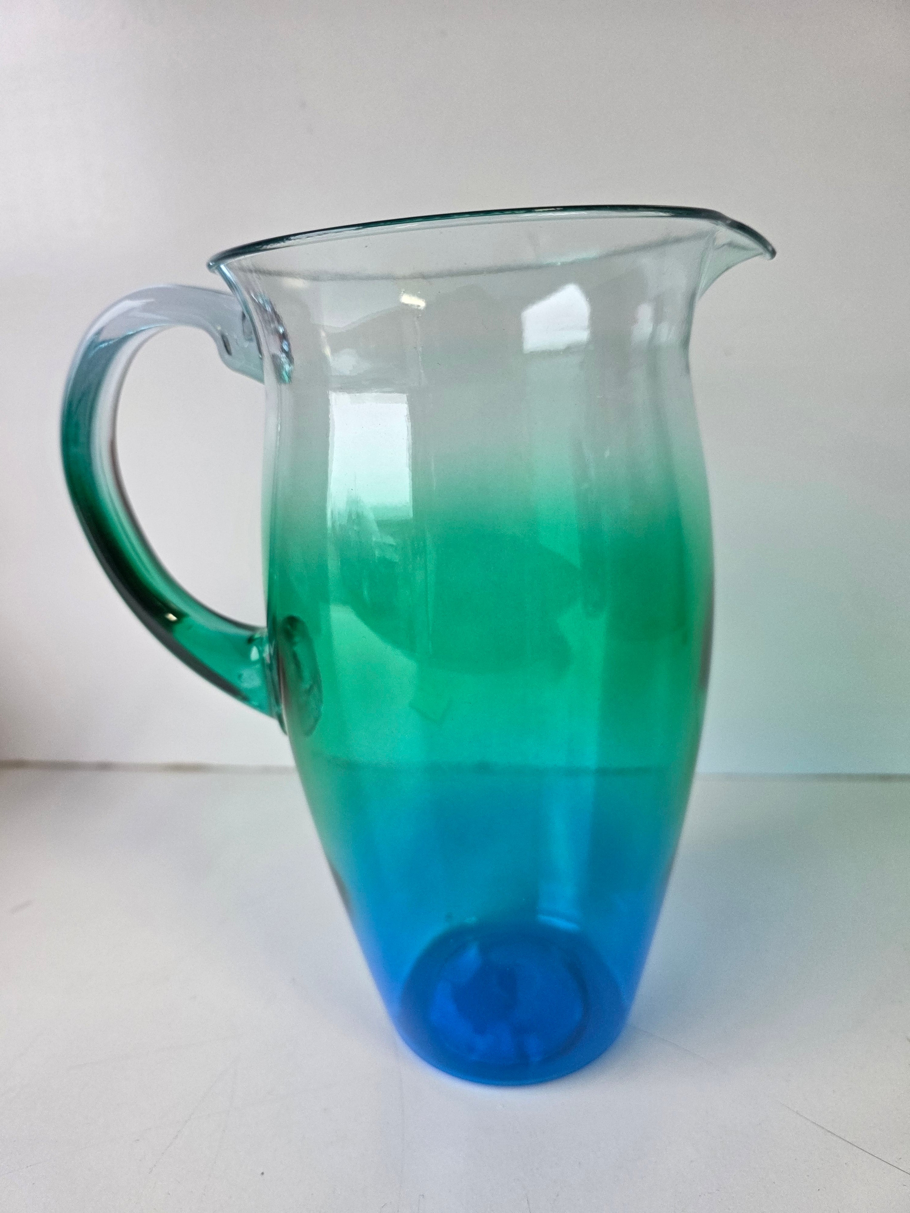 Blue Ankyo Plastic Pitcher Green Blue Gradient Cold Beverage Server Household Jug