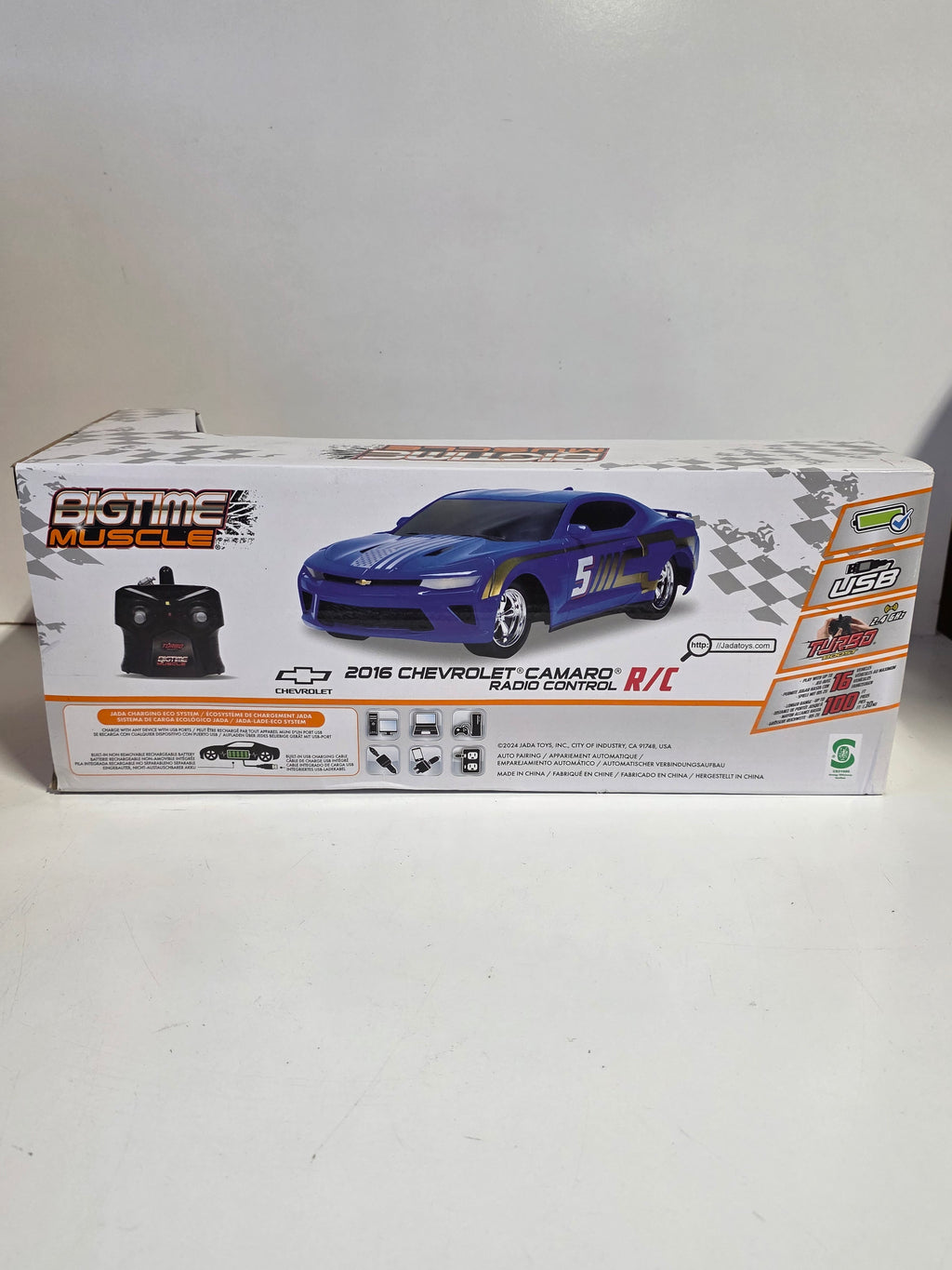 Bigtime Muscle 2016 Chevrolet Camaro Blue RC Car USB Rechargeable 2.4GHz Toy Model