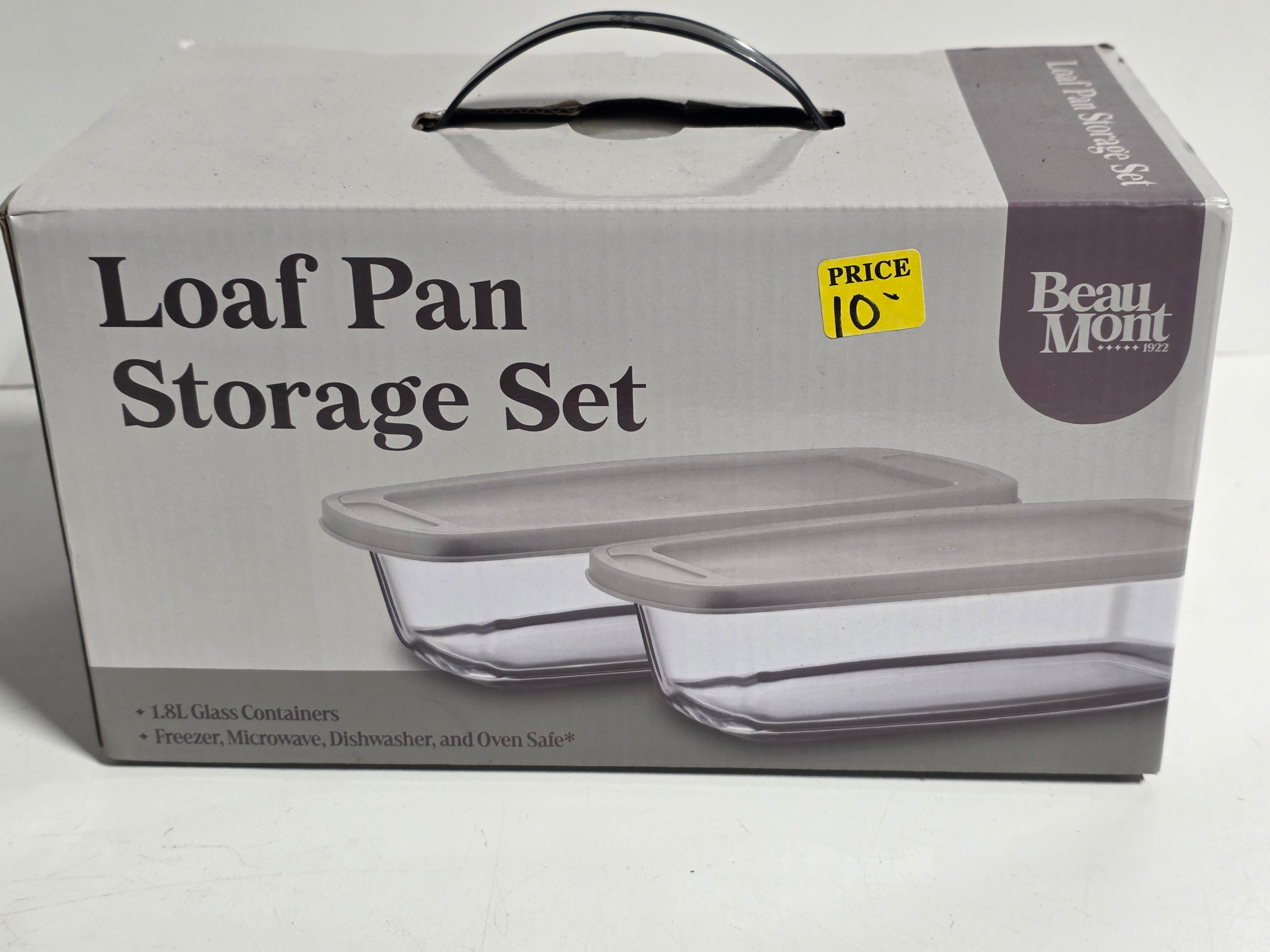 Beaumont Glass Loaf Pan Storage Set Clear Bakeware Freezer Microwave Dishwasher Safe