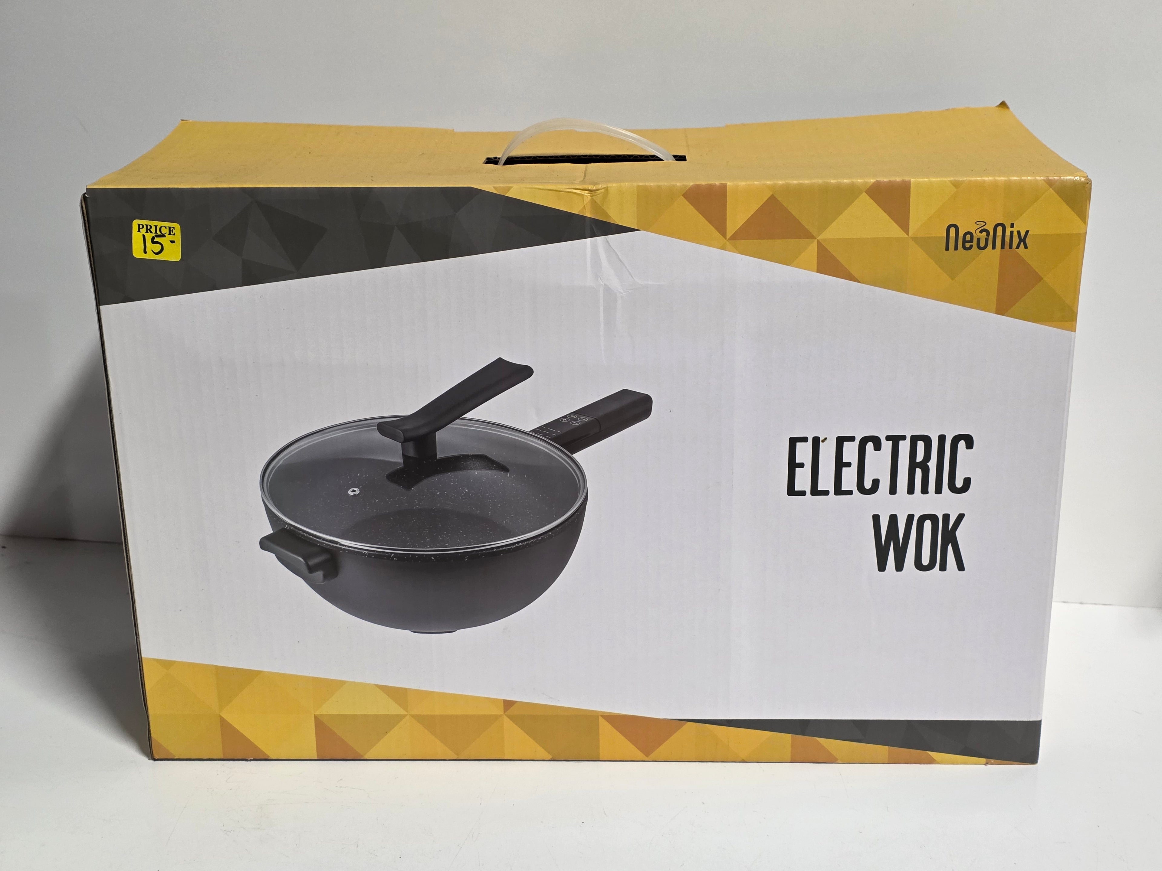 NeoNix Electric Wok Nonstick Countertop Cooking Appliance With Glass Lid Adjustable Heat