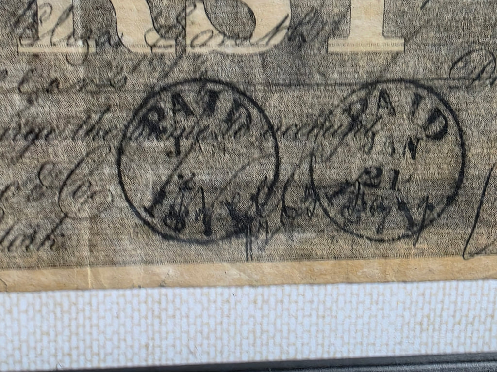 Vintage 1871 Wells Fargo & Co. Express Draft Framed Historical Banking Ephemera Collectible
