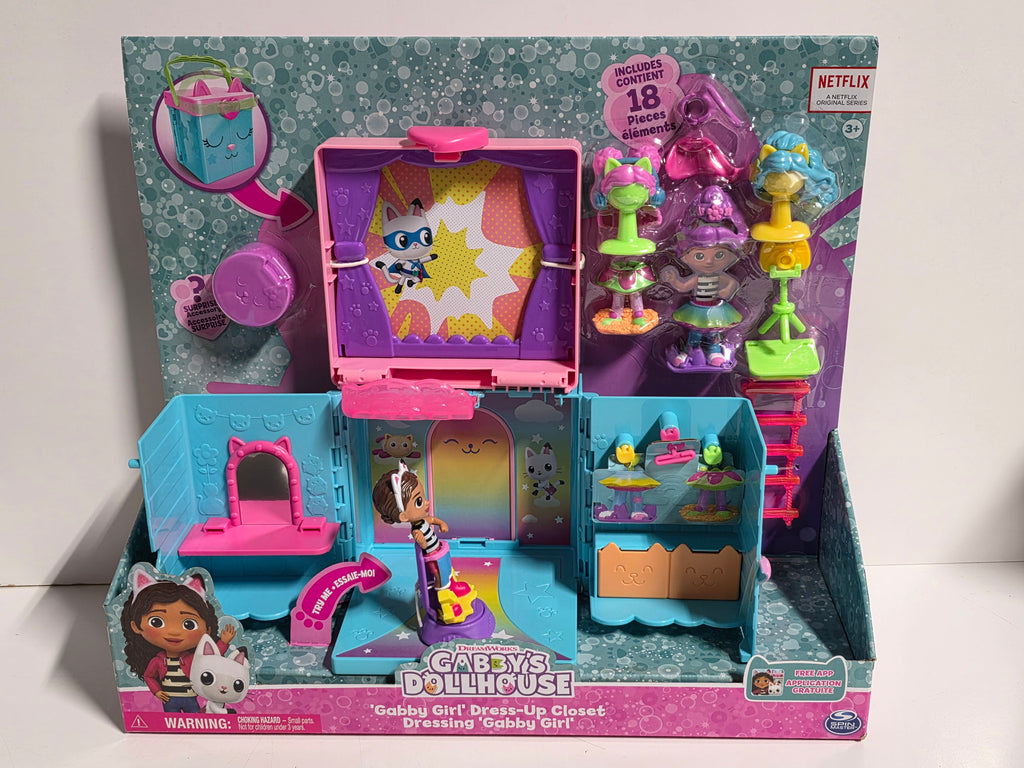 Gabby's Dollhouse Rainbow Closet Portable Playset with Gabby Doll New