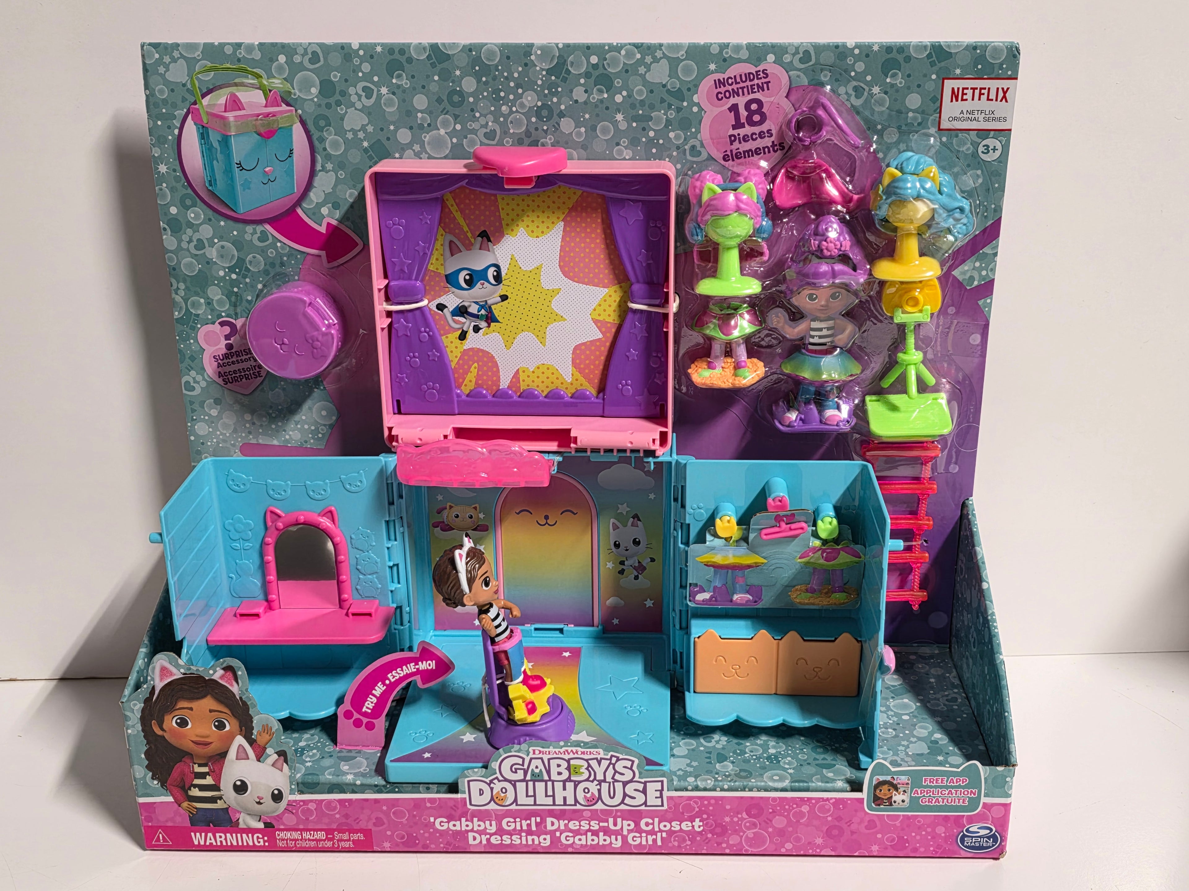 Gabby's Dollhouse Rainbow Closet Portable Playset with Gabby Doll New