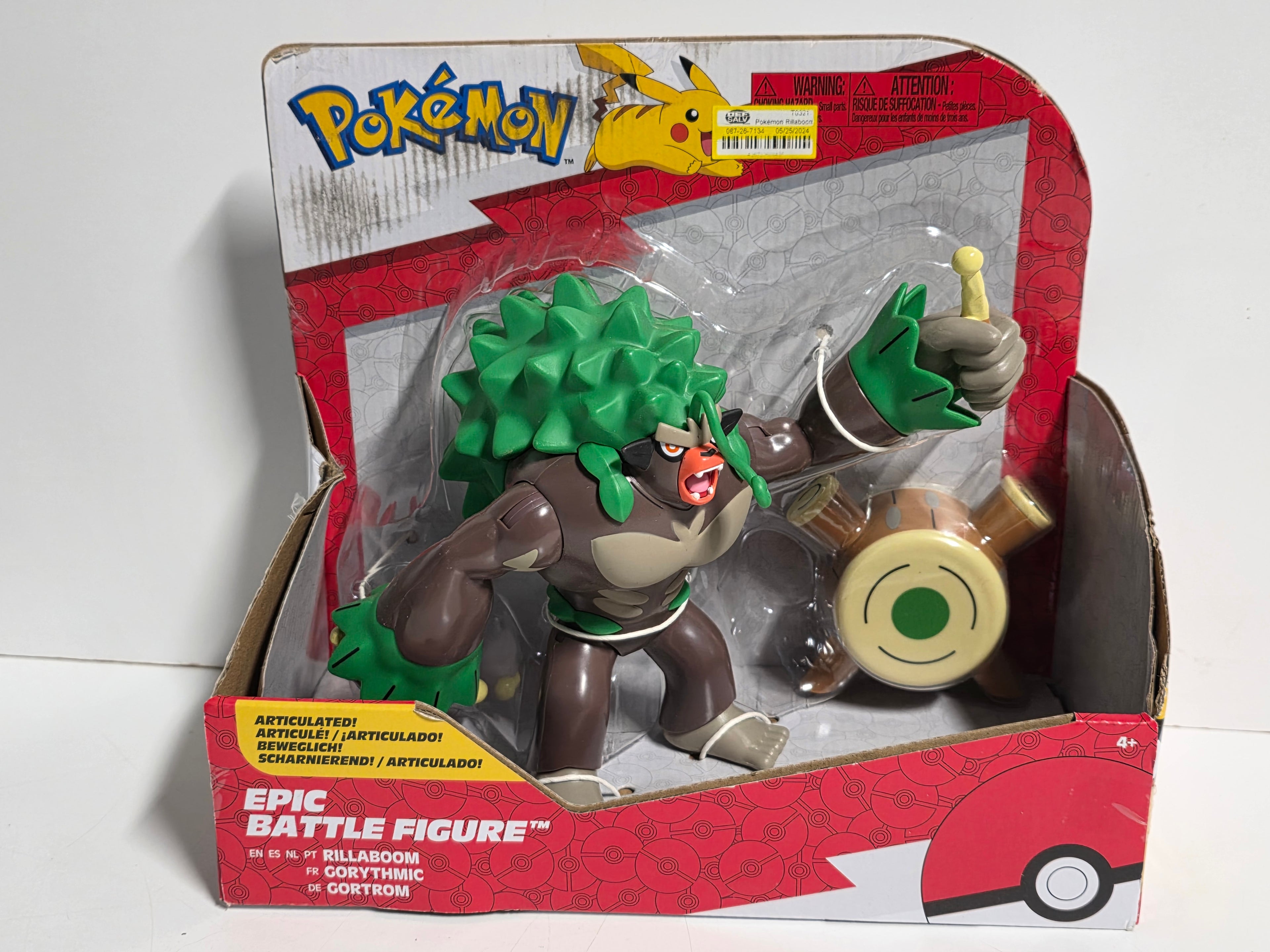 Pokemon Rillaboom Epic Battle Figure Articulated Drum Playset Collectible New