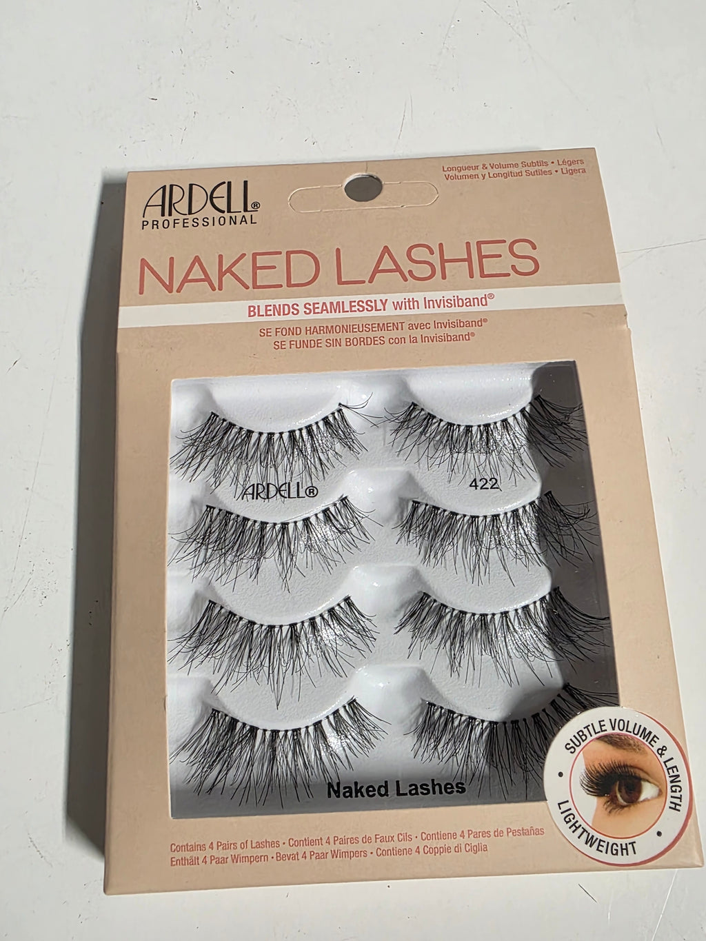 Ardell Professional Naked Lashes 422 Four Pair Lightweight Invisiband Natural Lash Set