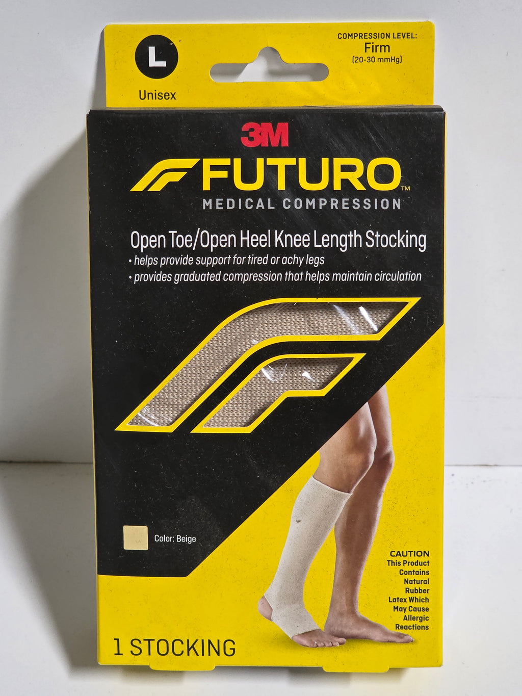 3M Futuro Large Open Toe Open Heel Knee Length Firm Compression Medical Support Stocking