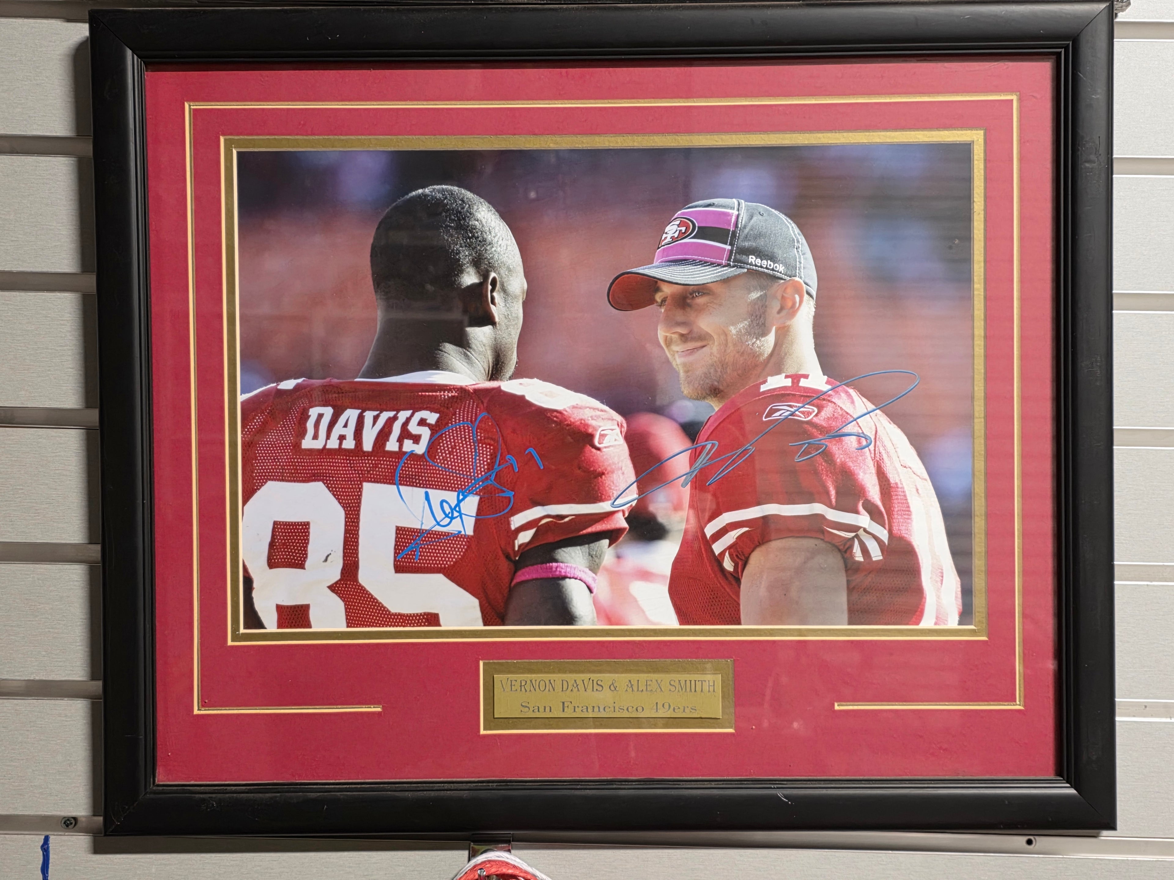 Signed Vernon Davis Alex Smith Framed 49ers Photo Autographed NFL Memorabilia Display Piece