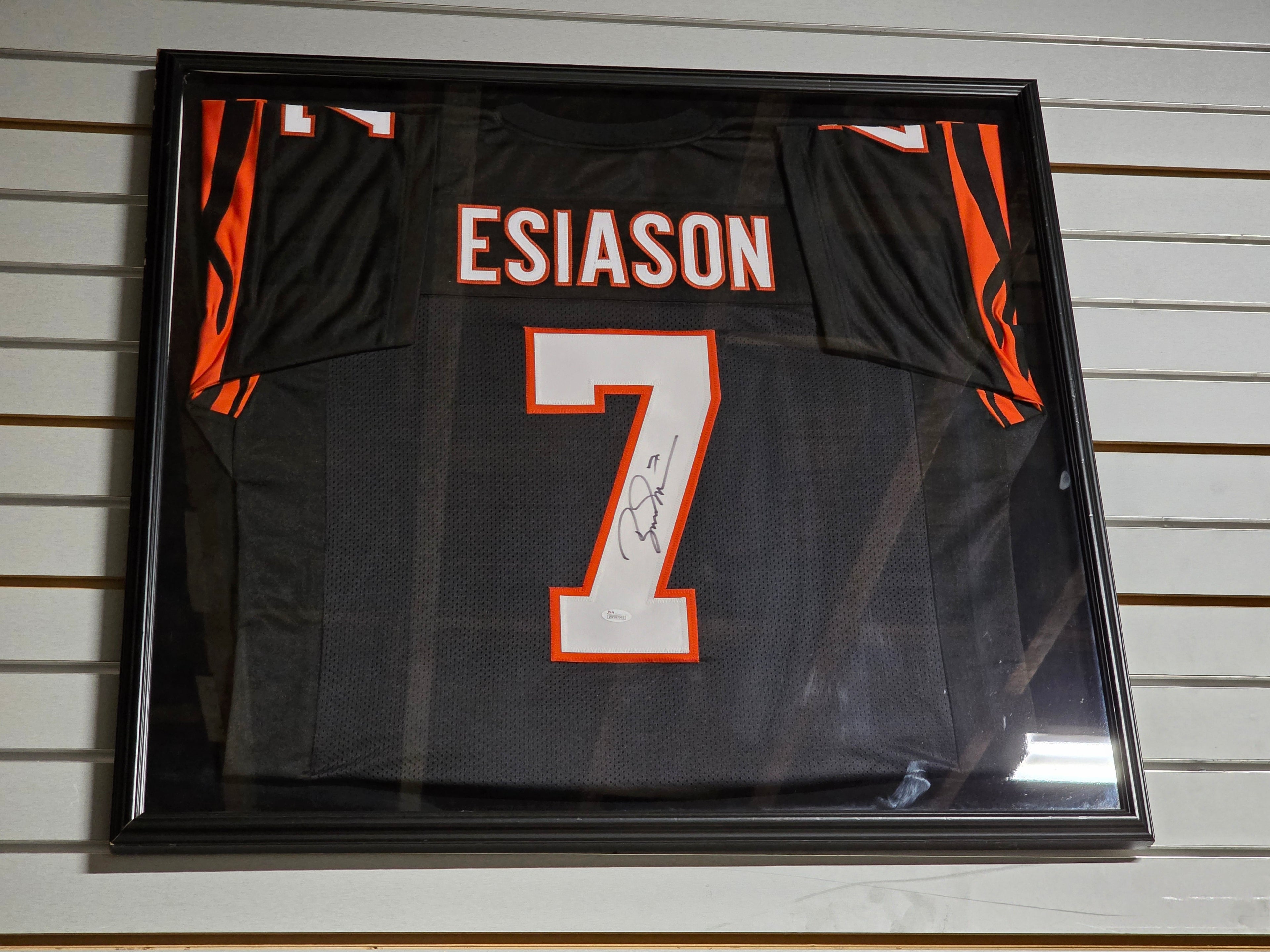 Signed Autograph Boomer Esiason Cincinnati Bengals Framed Football Jersey Display
