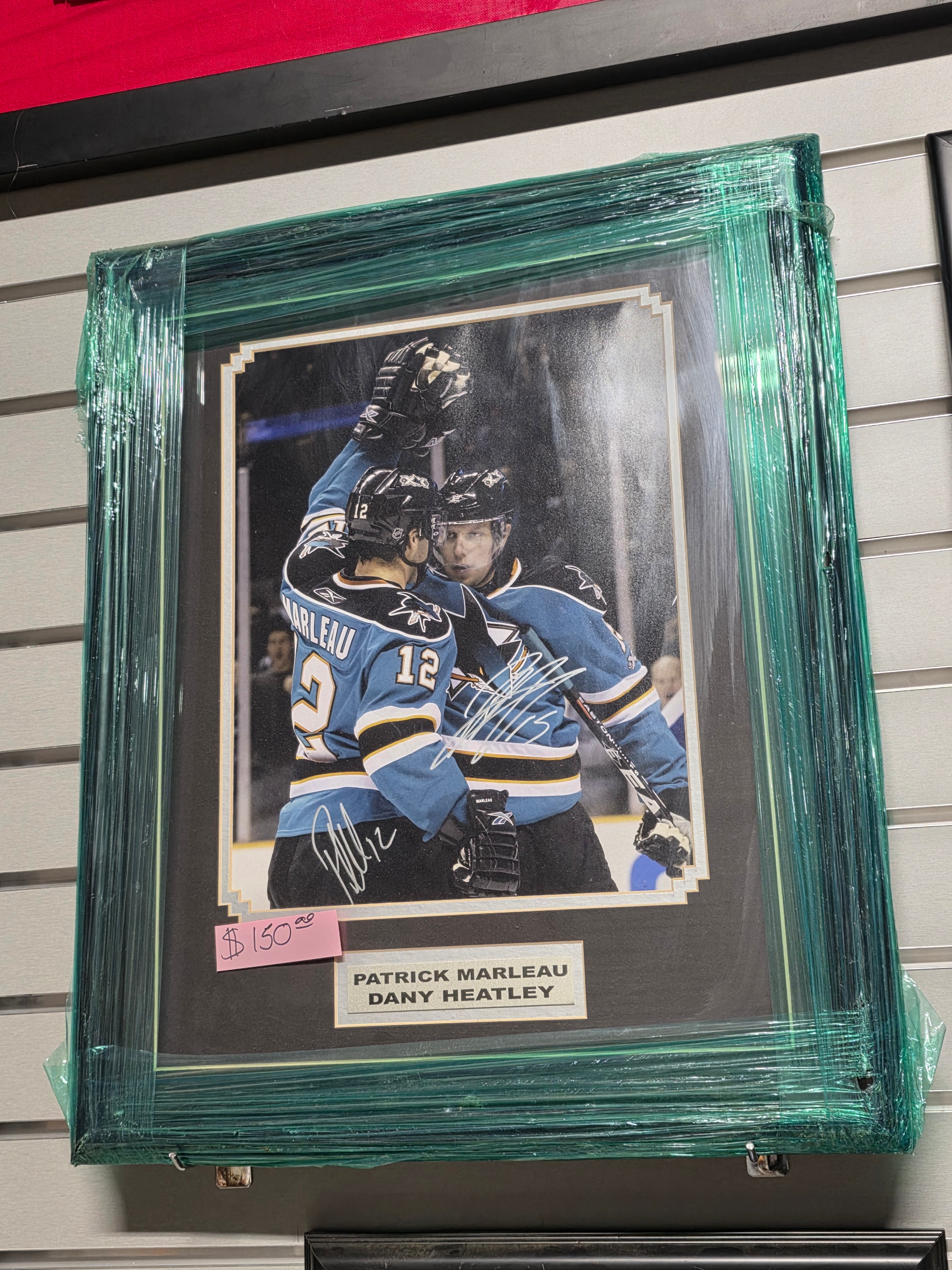 Signed Autograph Patrick Marleau Dany Heatley San Jose Sharks Framed Hockey Display