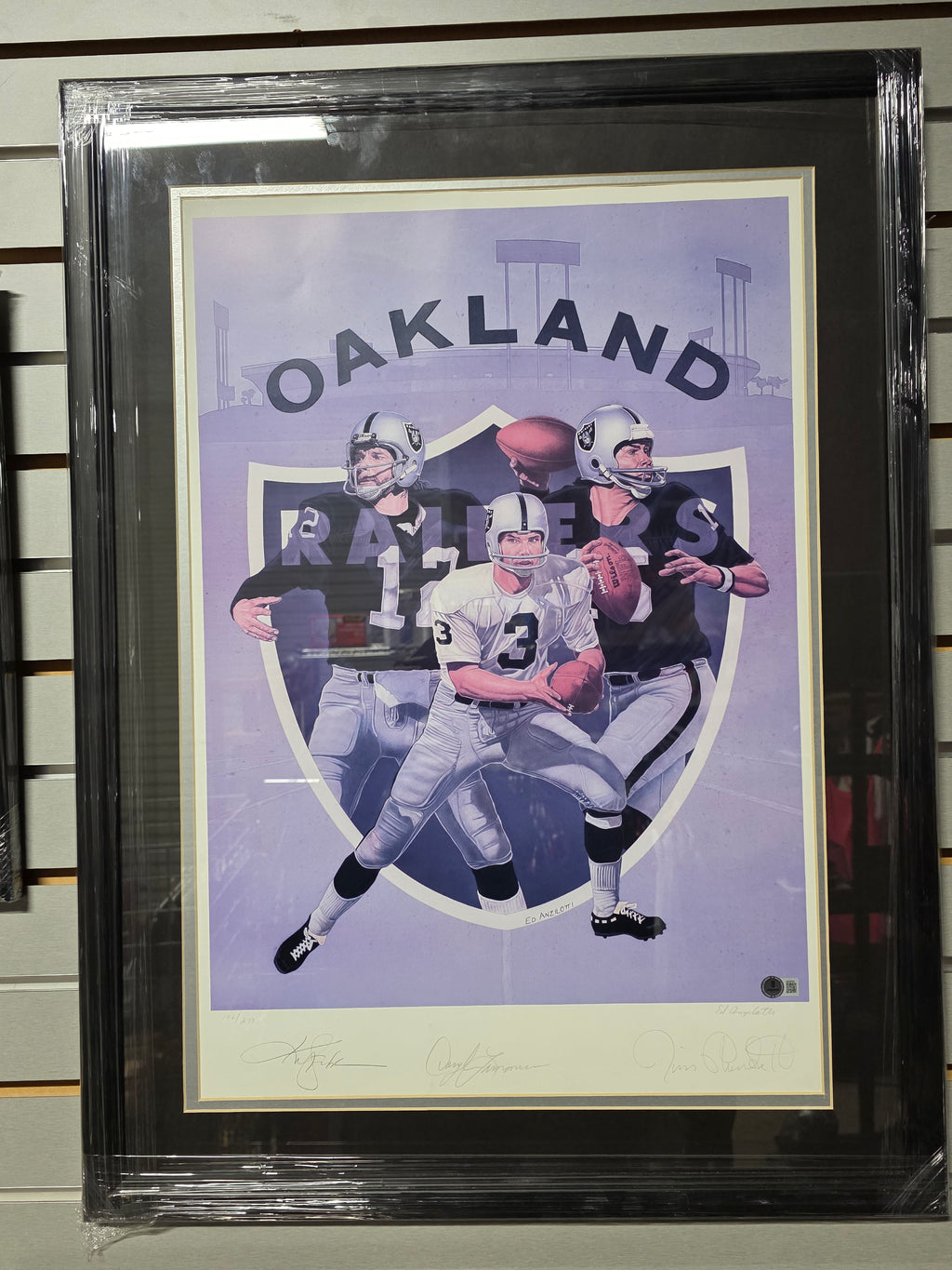 Signed Autograph Raiders QB Legends Stabler Lamonica Plunkett Framed Limited Lithograph
