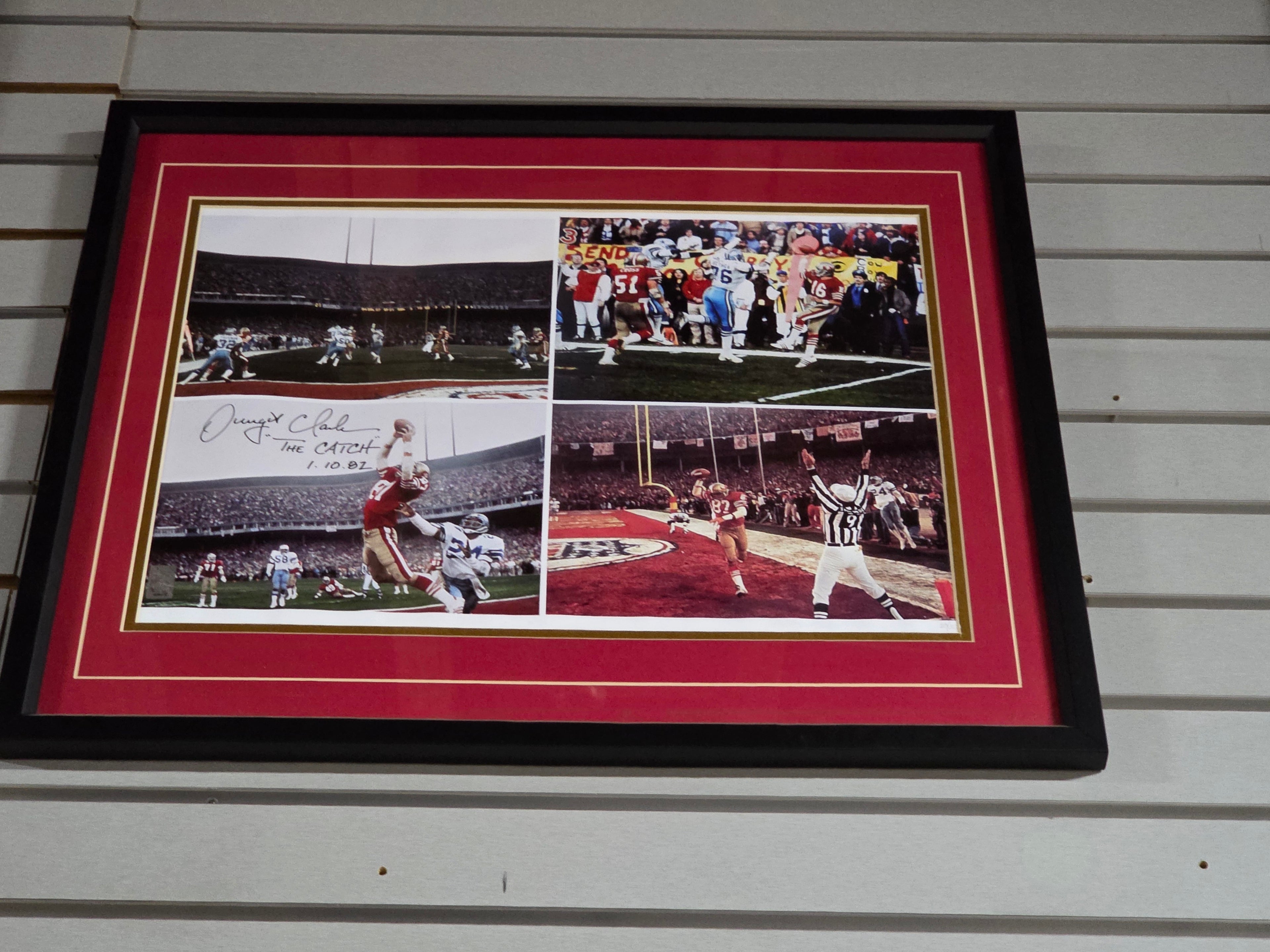 Signed Autograph Dwight Clark “The Catch” San Francisco 49ers Framed Football Photo Display