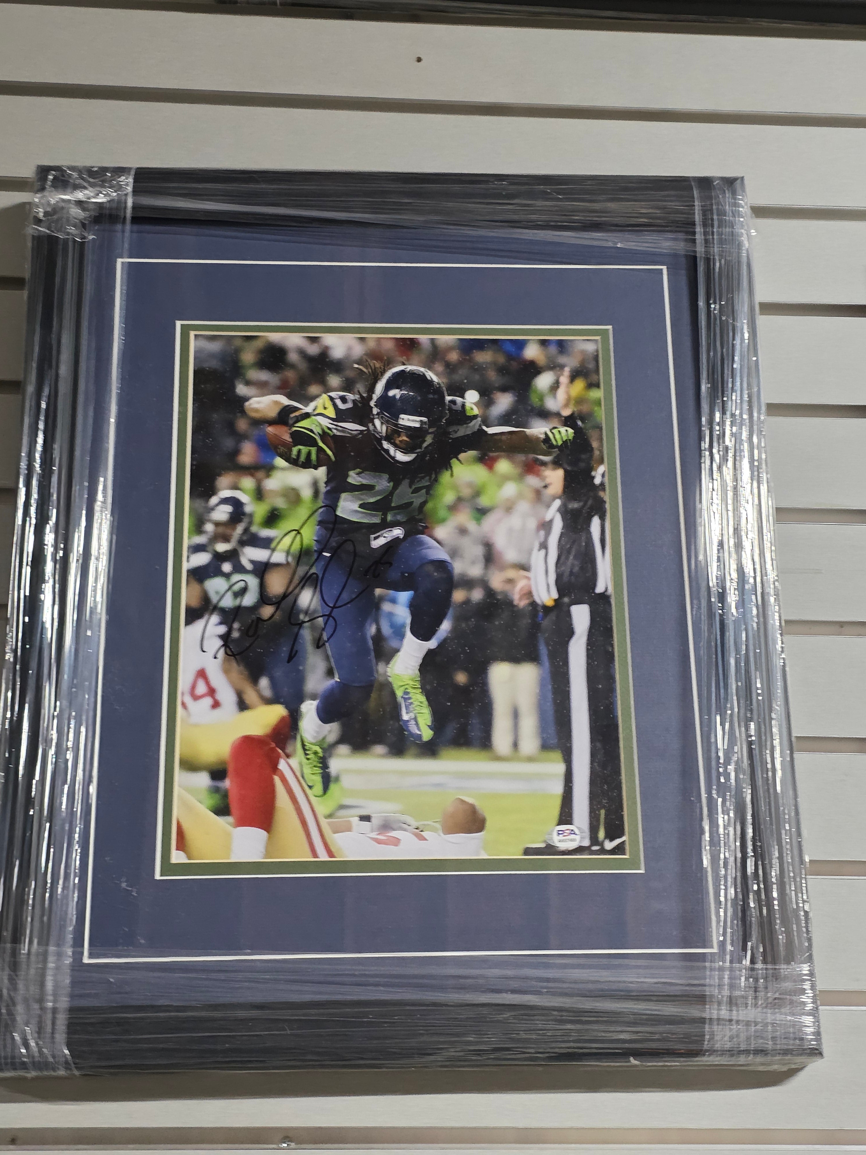 Signed Autograph Richard Sherman Seattle Seahawks Framed Football Photo Display