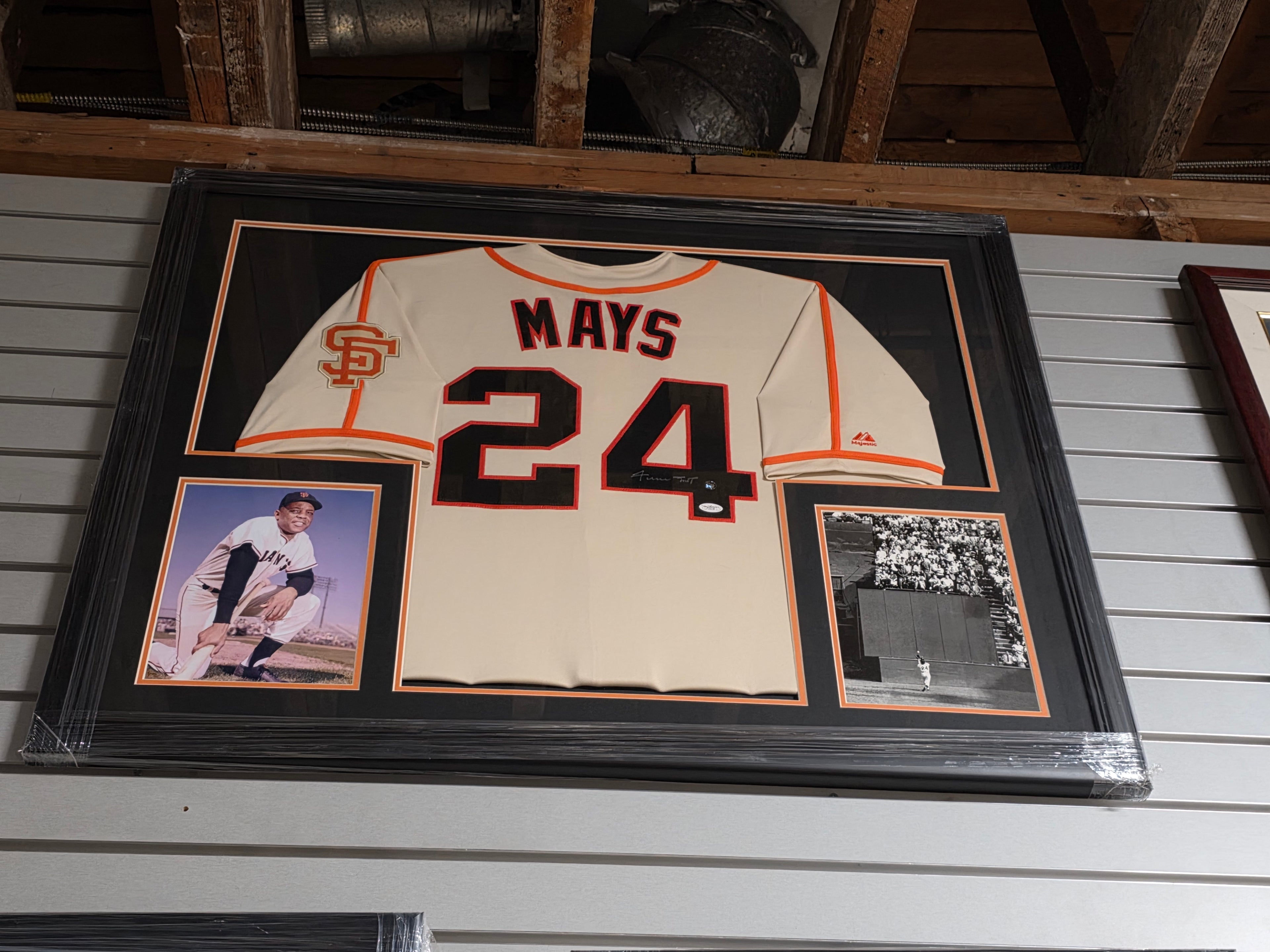 Vintage Wilson Baseball Jersey Willie Mays Autographed Framed Collectible Display