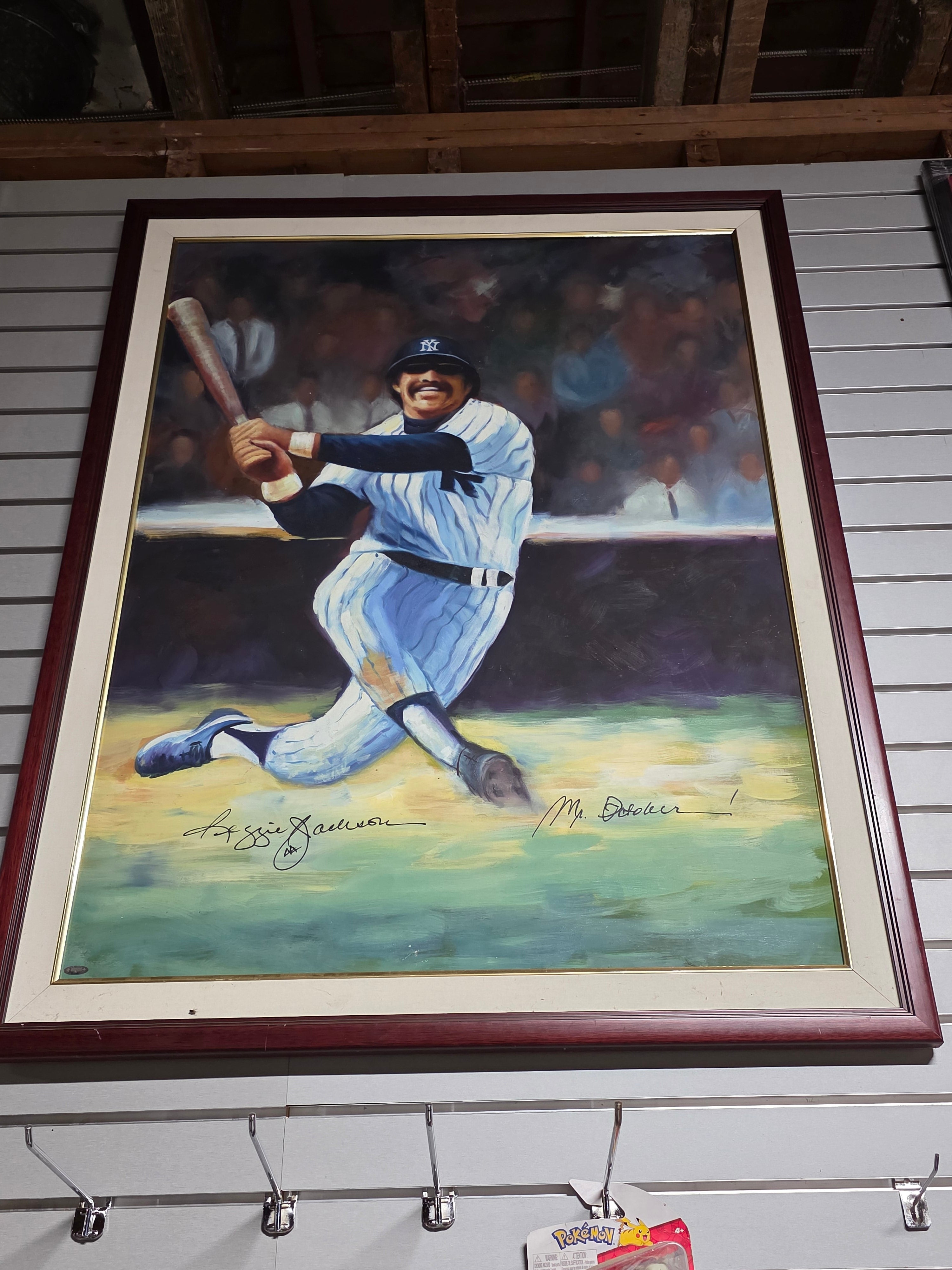 Vintage Framed New York Yankees Reggie Jackson Autographed Art Print Collectible Piece