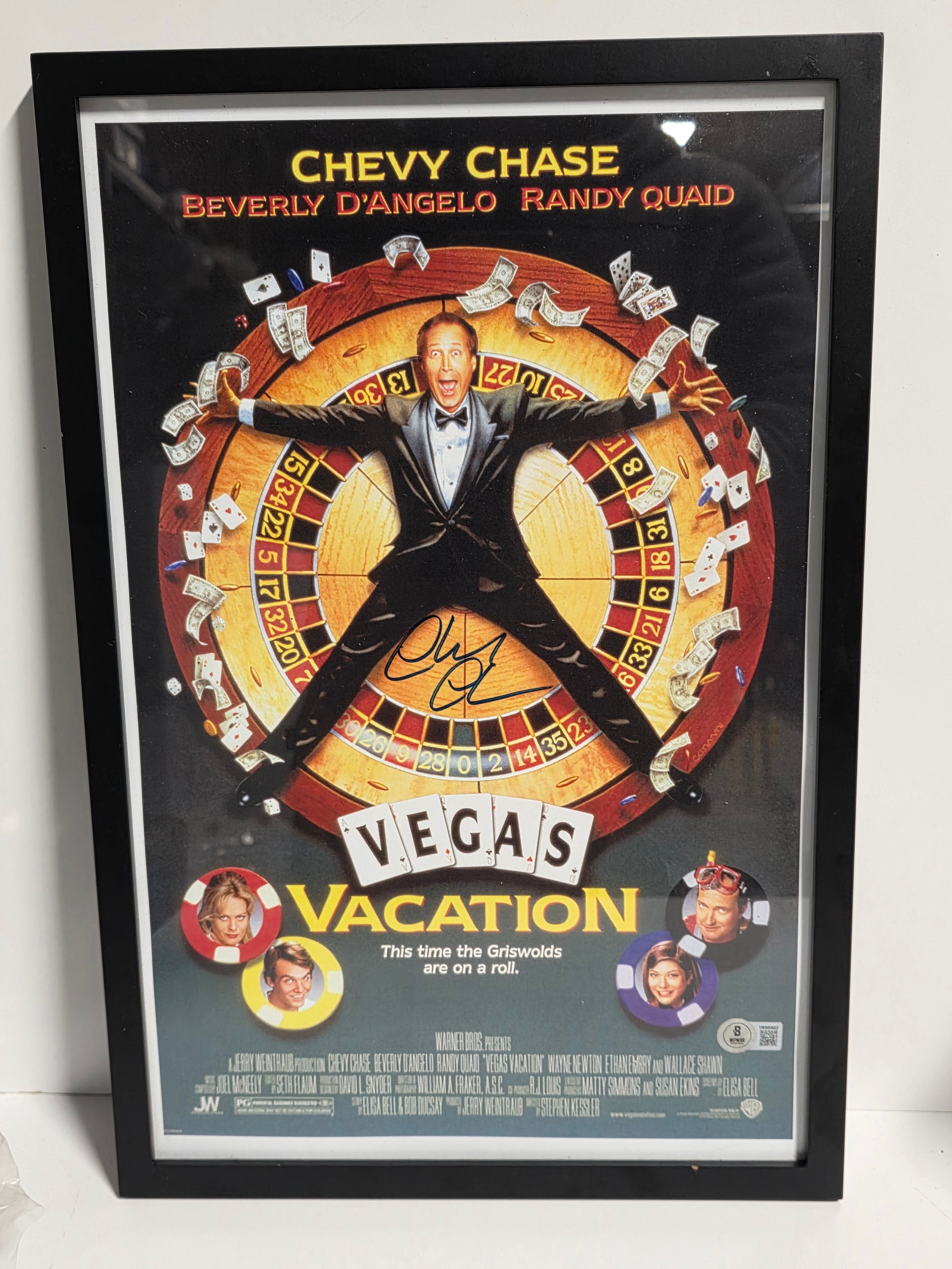 Chevy Chase Signed 11x17 Framed Vegas Vacation Movie Poster Beckett Authenticated Art