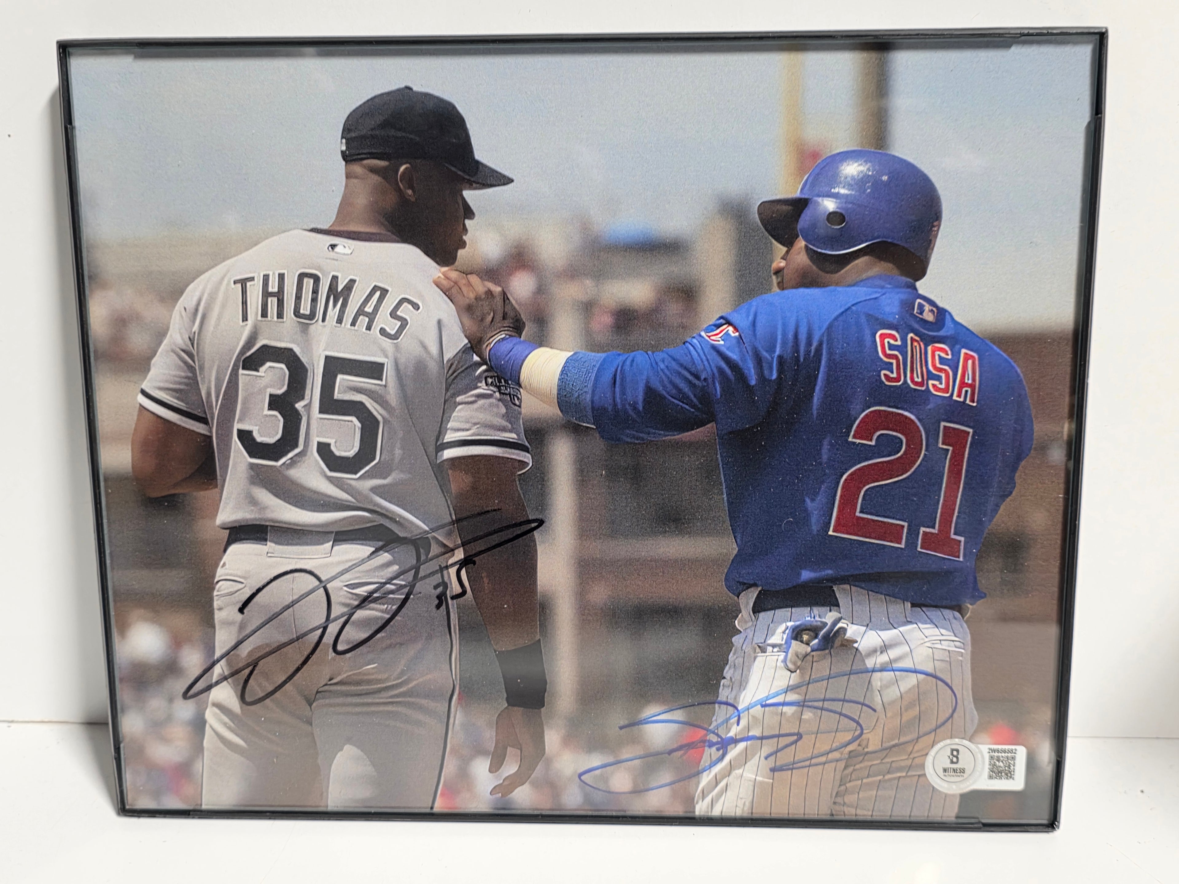 Frank Thomas Sammy Sosa Dual Signed Framed Baseball Photo Beckett Witnessed Display