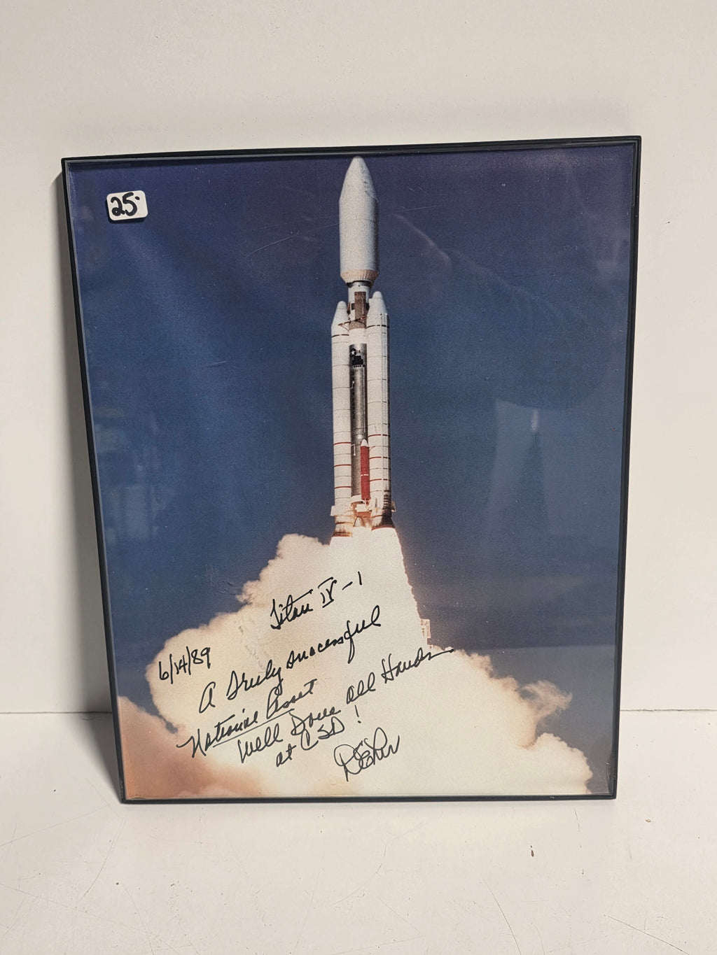 Vintage Signed Titan IV-1 Rocket Launch Photograph Framed NASA Space Memorabilia