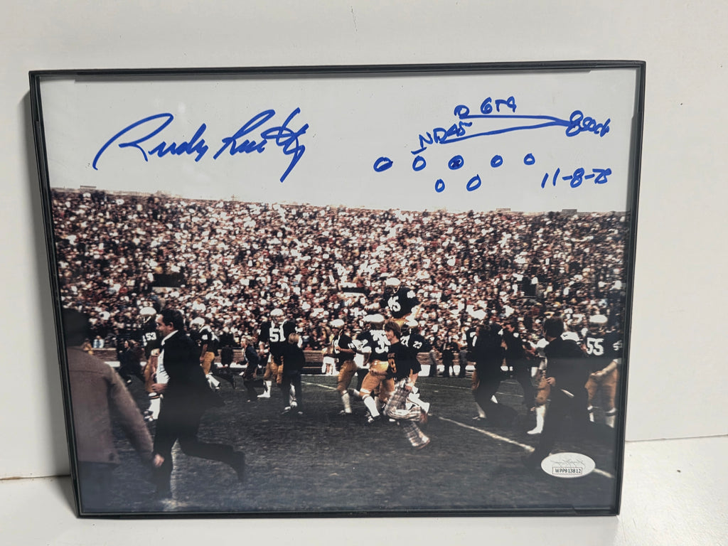 Vintage Signed Rudy Ruettiger Notre Dame Football Framed Autograph Photograph