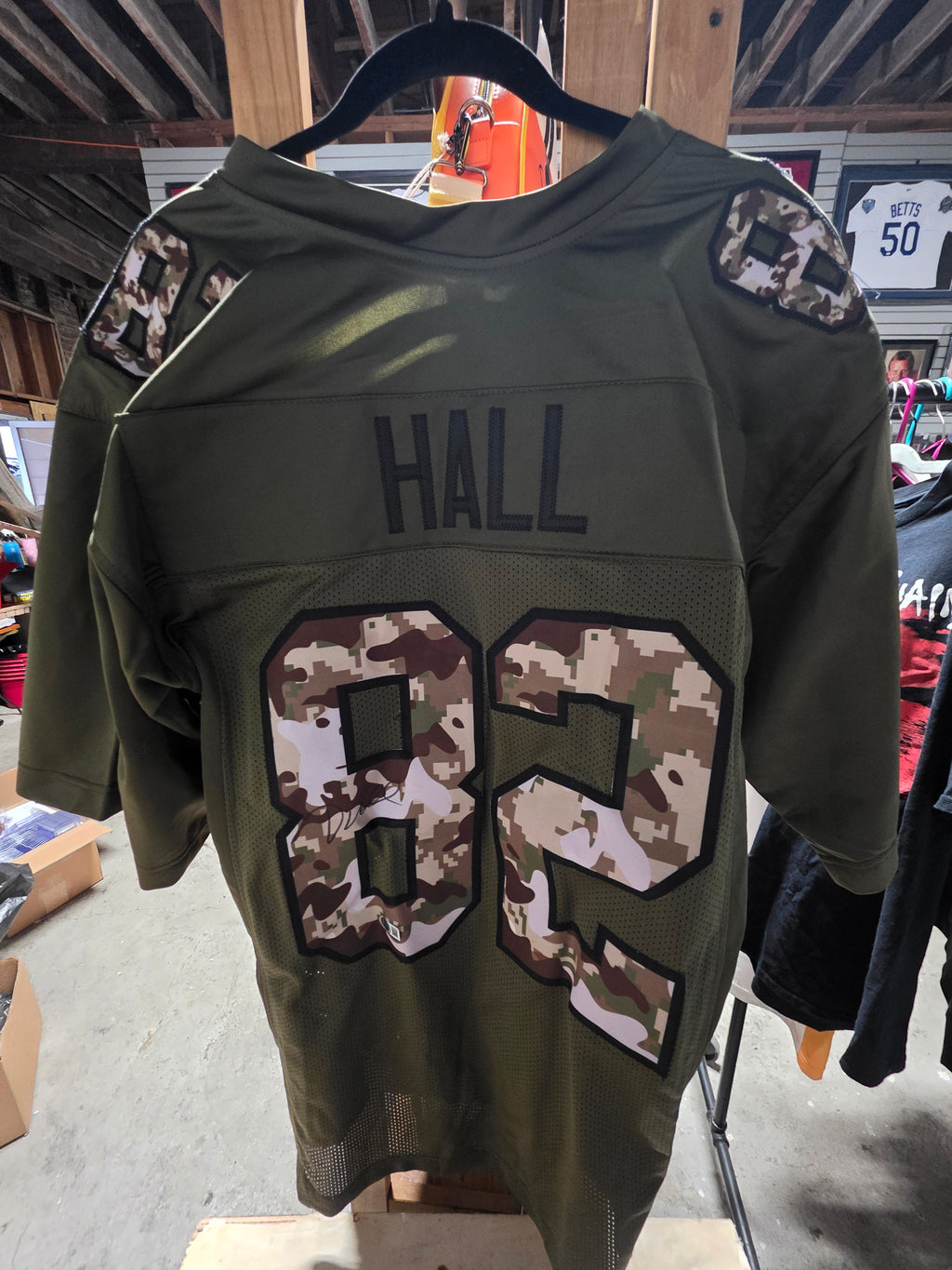 Dante Hall Signed Camo Football Jersey 82 Autograph Beckett Witness XL