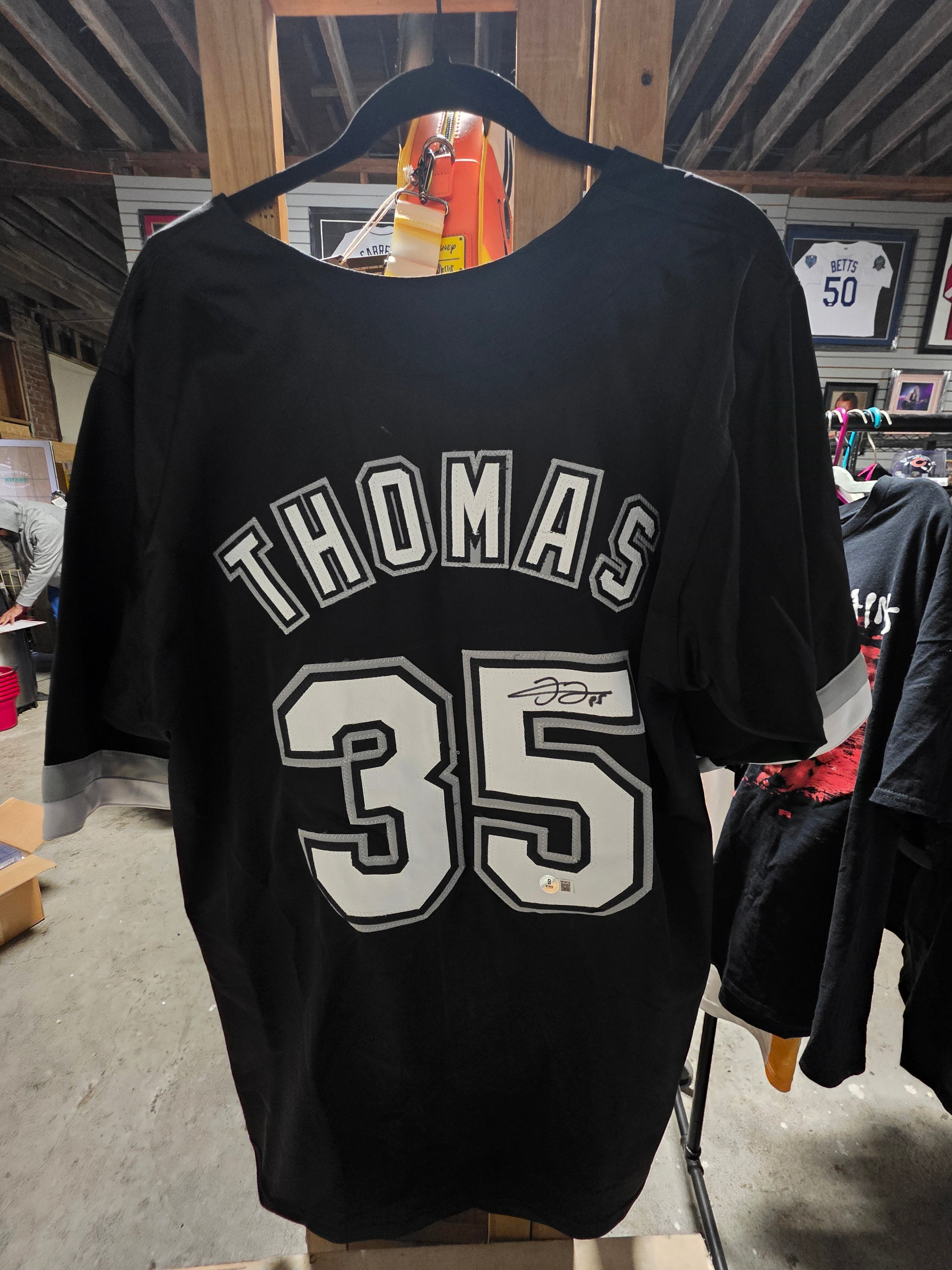 Frank Thomas Signed Chicago White Sox Black Jersey Autograph Beckett COA XL
