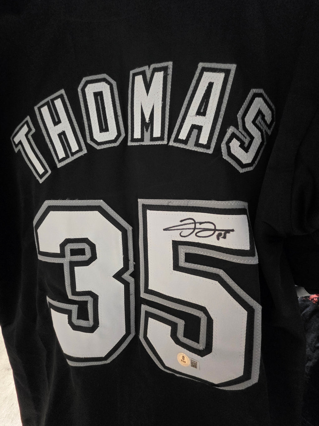 Frank Thomas Signed Chicago White Sox Black Jersey Autograph Beckett COA XL