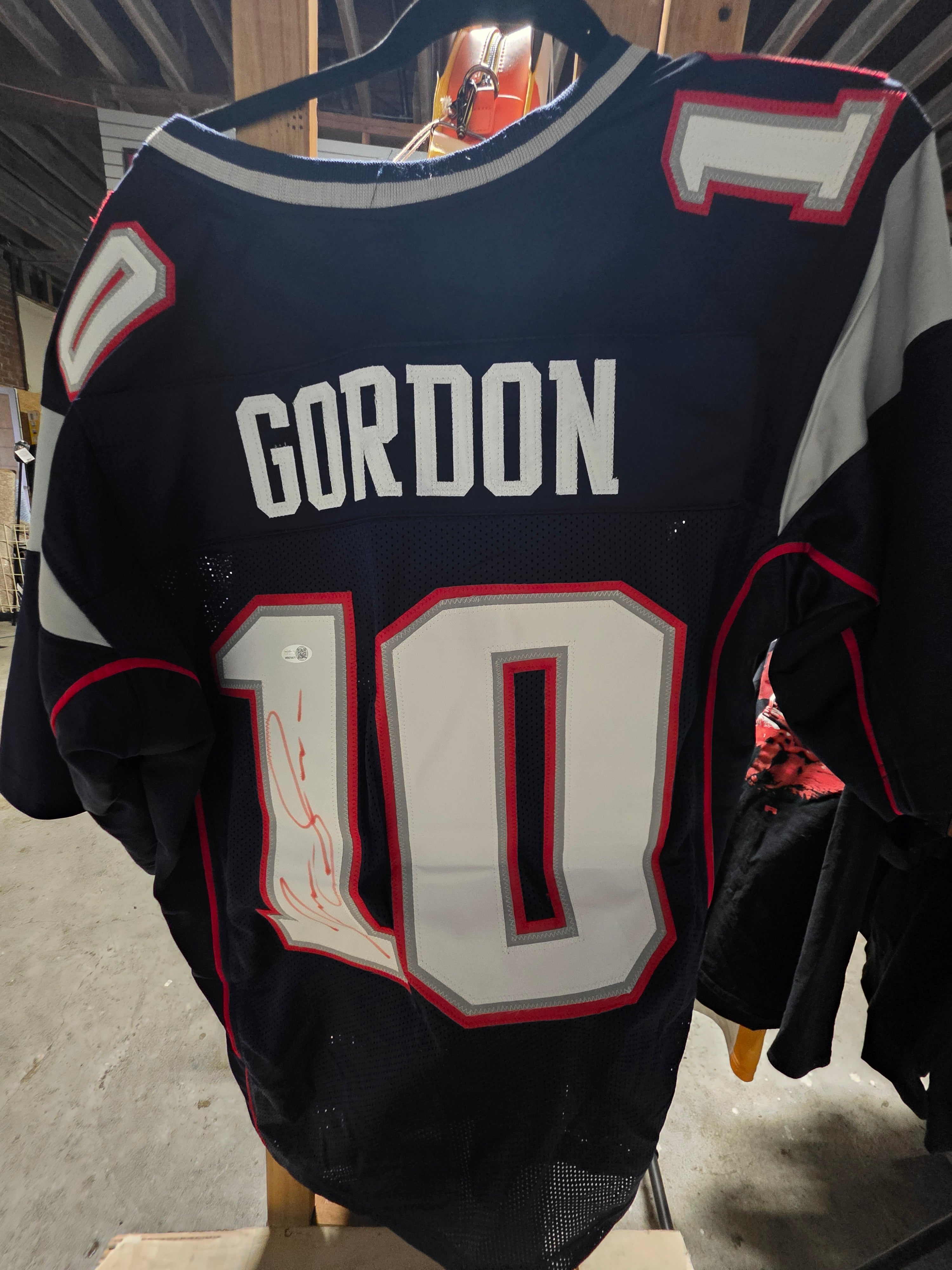 Josh Gordon Signed New England Patriots Football Jersey Autograph Beckett COA