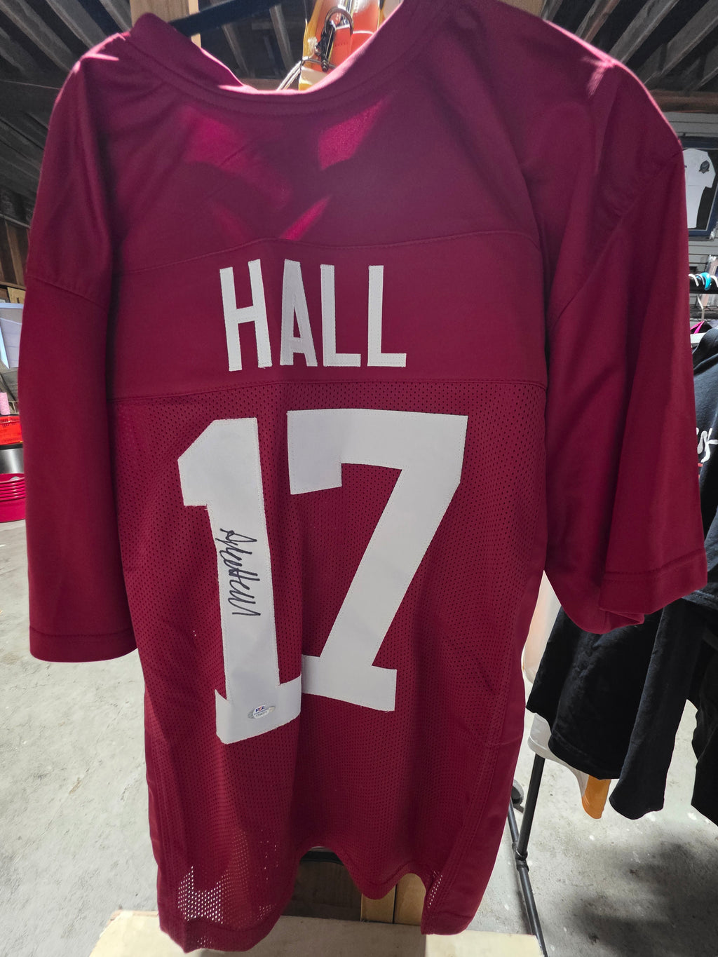 Agiye Hall Alabama Crimson Tide Football Jersey Signed Autograph PSA COA Display