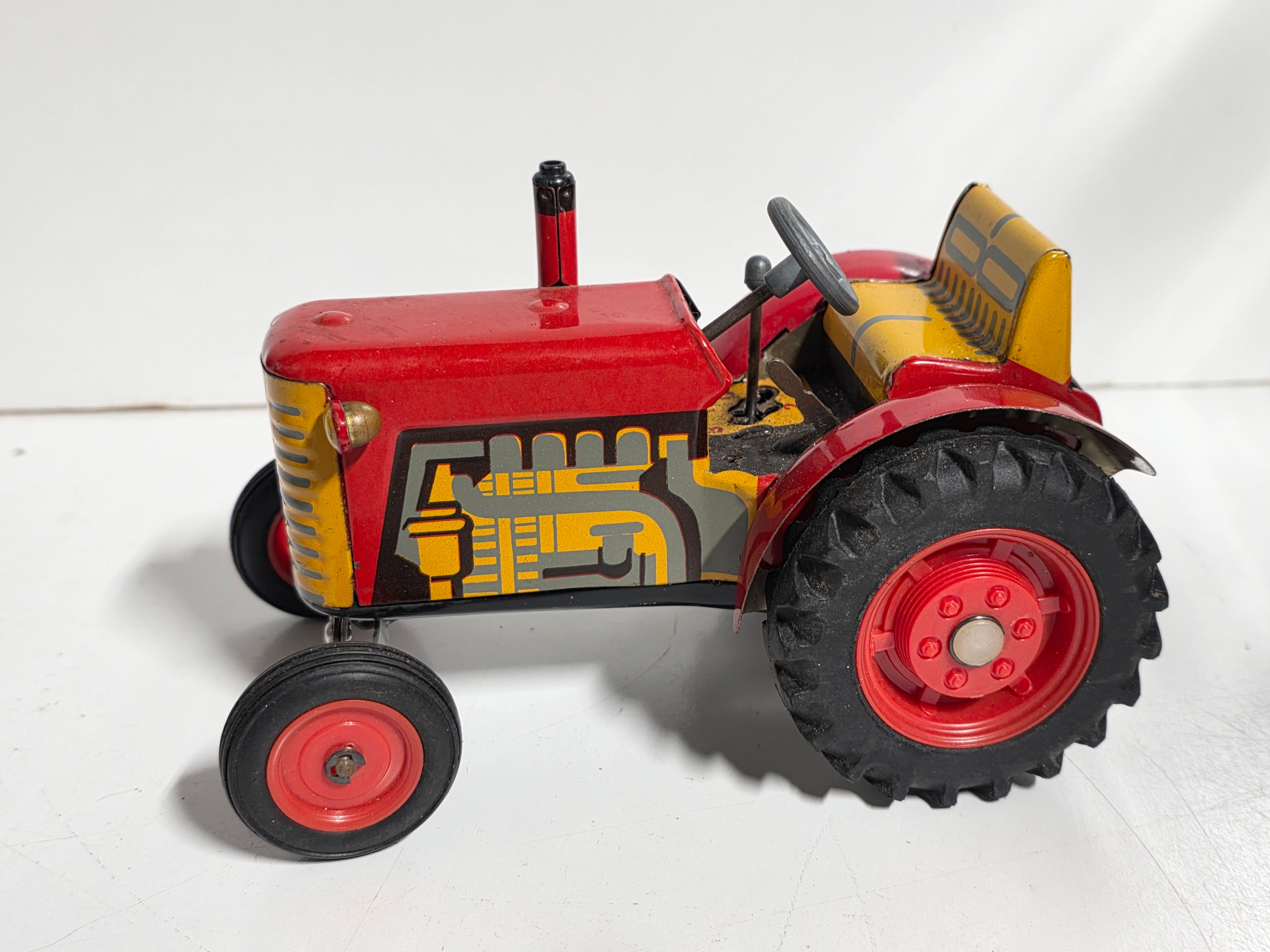 Vintage Kovap Tin Tractor Toy Metal Farm Vehicle Collectible Display Model Art