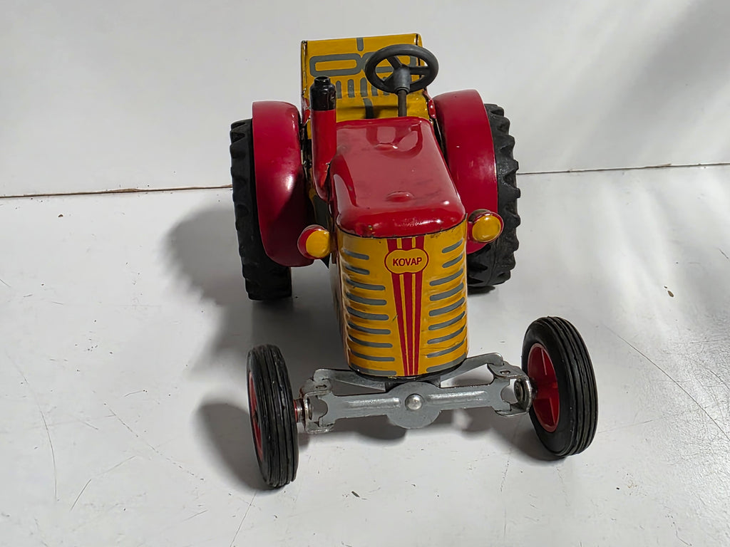 Vintage Kovap Tin Tractor Toy Metal Farm Vehicle Collectible Display Model Art