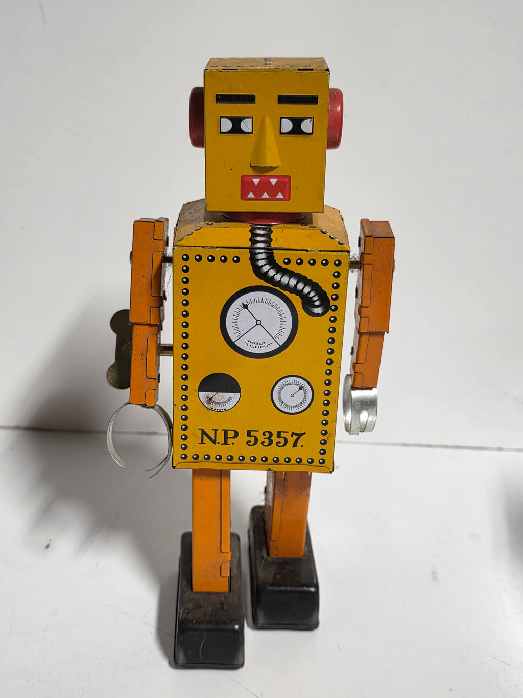 Vintage Metal Wind Up Robot Lilliput N.P. 5357 Tin Toy Collectible Display Piece
