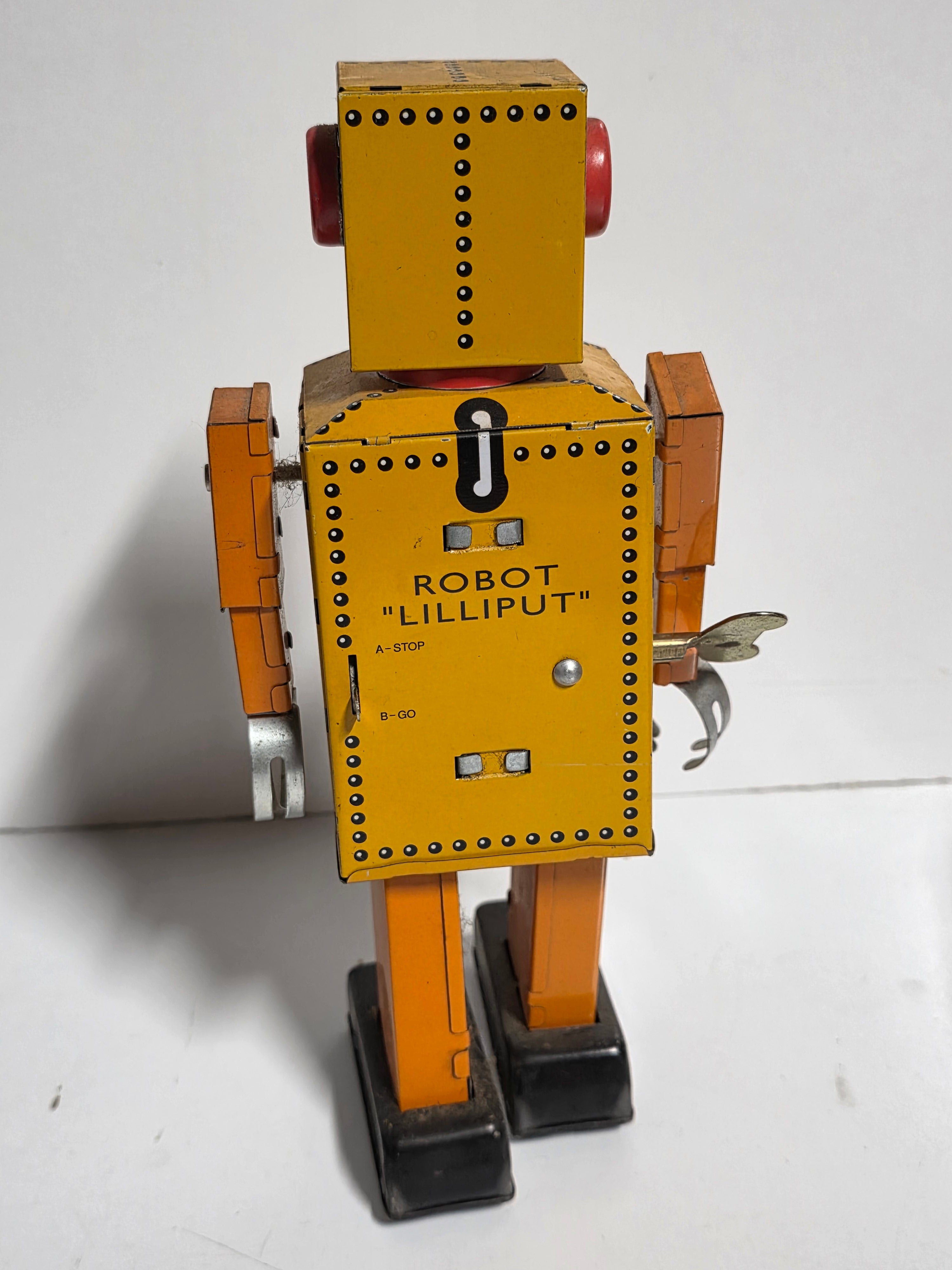 Vintage Metal Wind Up Robot Lilliput N.P. 5357 Tin Toy Collectible Display Piece