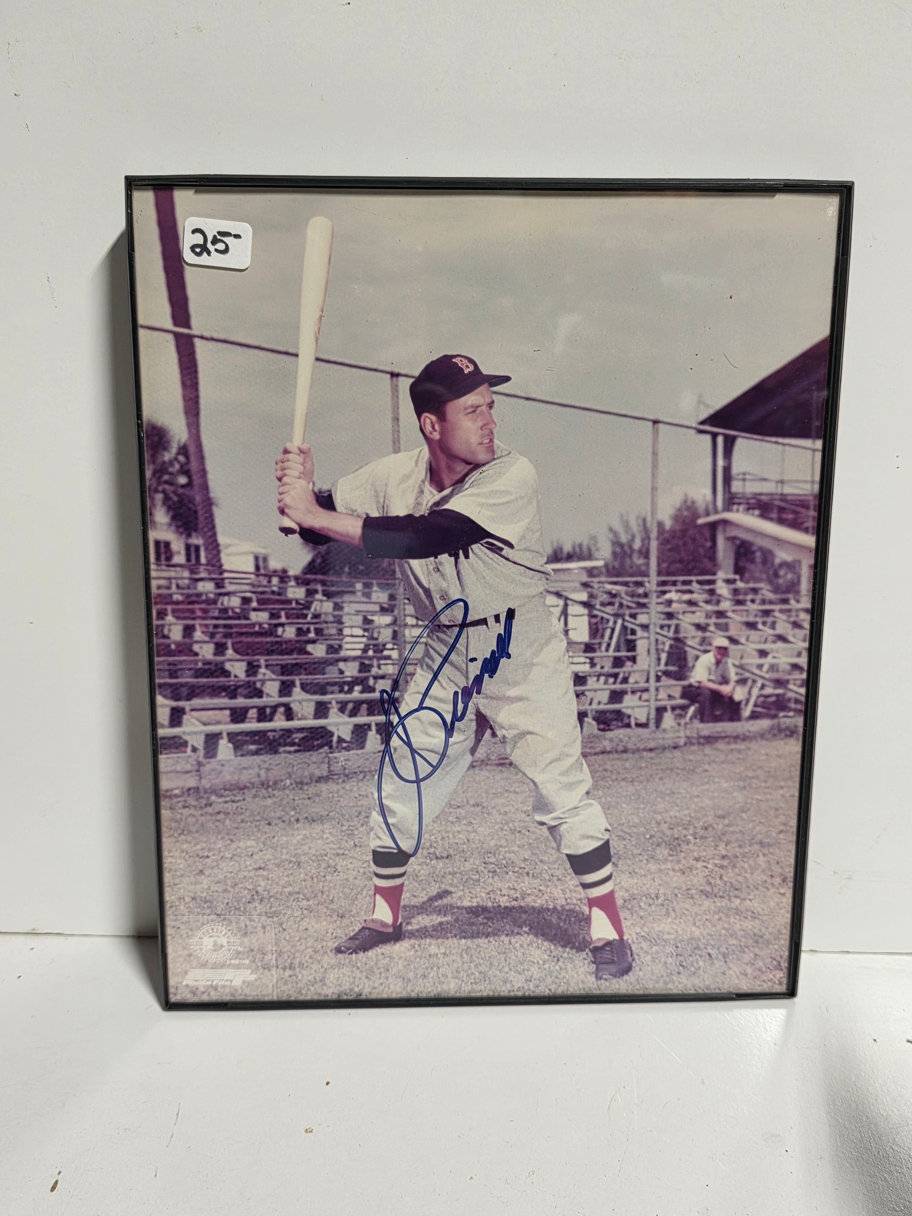 Vintage Signed Jimmy Piersall Boston Red Sox Framed Photo Autographed Baseball