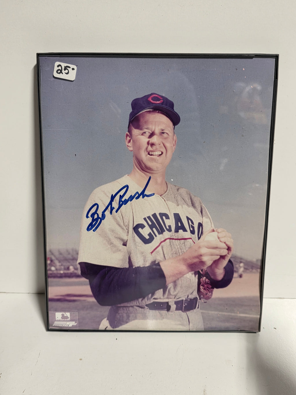 Vintage Signed Bob Rush Chicago Cubs Framed Photo Autographed Baseball