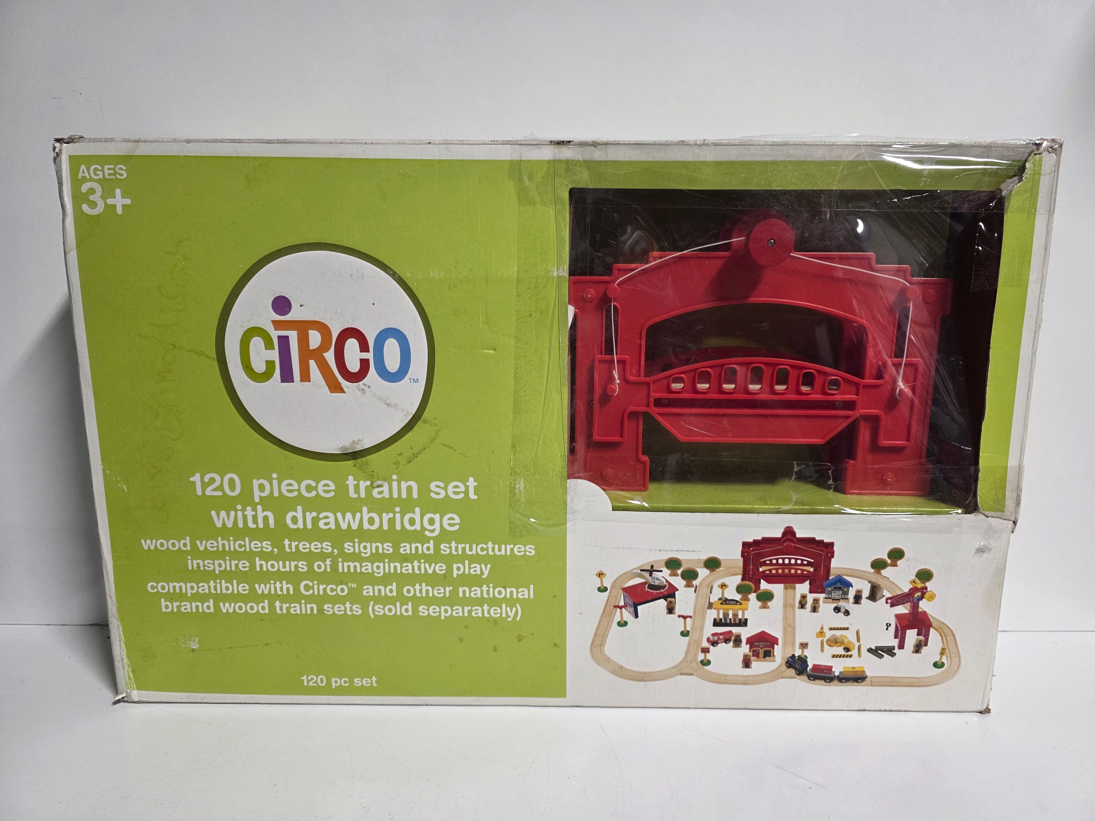 Circo Wooden Train Set 120 Piece Drawbridge Playset Kids Educational Toy Set
