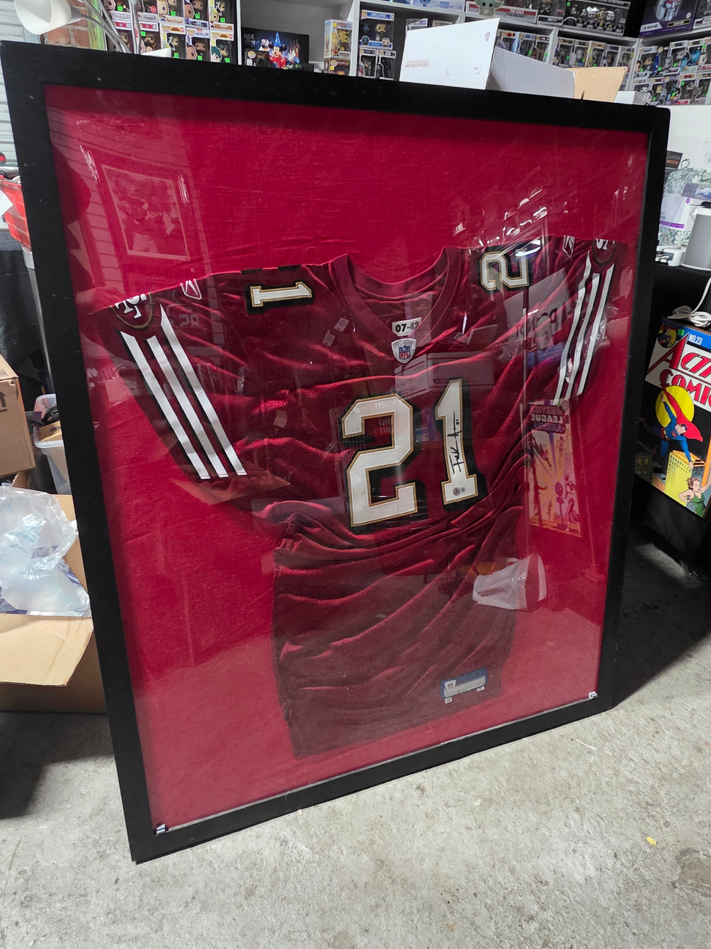 Signed San Francisco 49ers Number 21 Framed NFL Jersey Beckett Authenticated Display