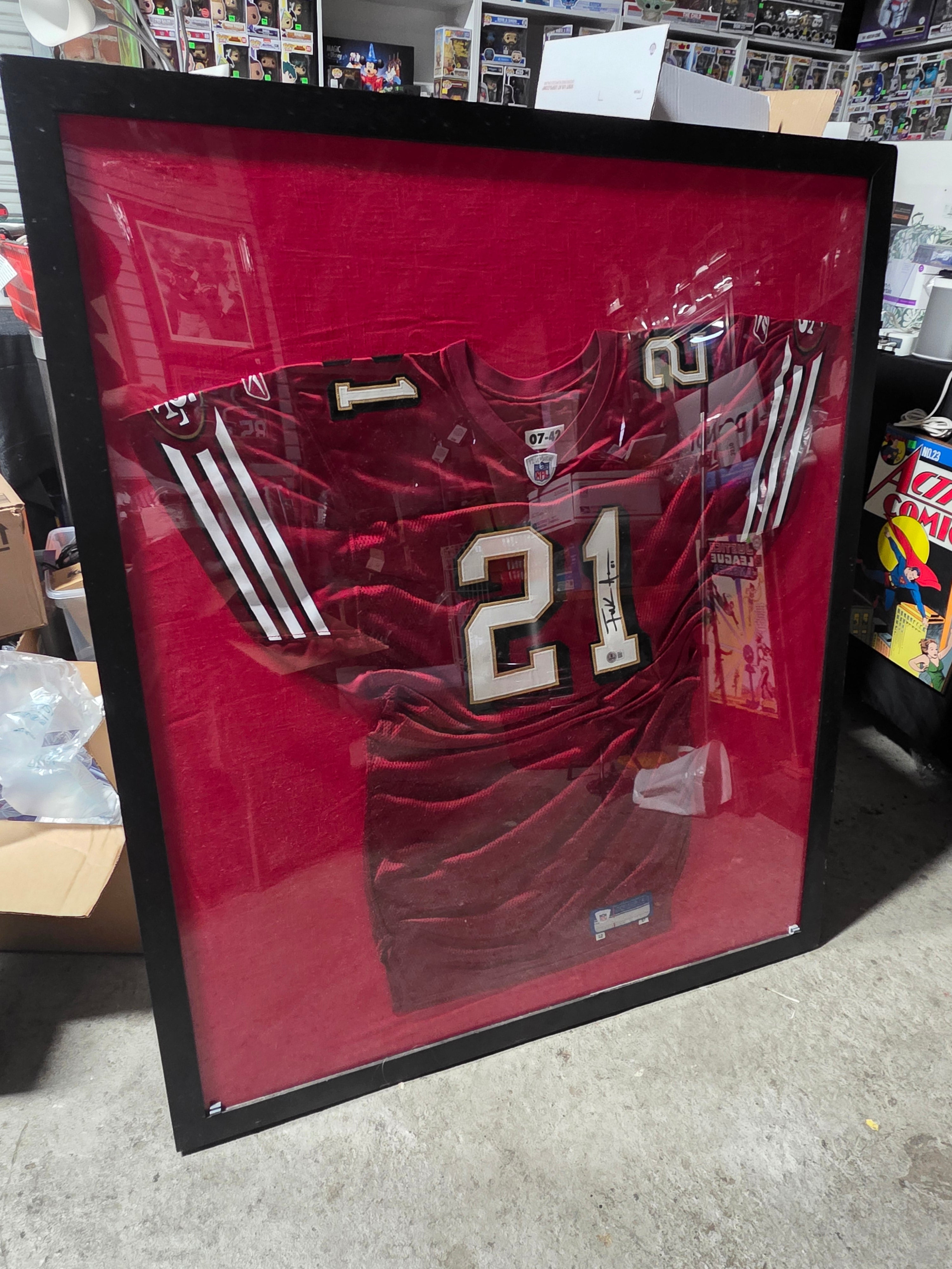 Signed San Francisco 49ers Number 21 Framed NFL Jersey Beckett Authenticated Display
