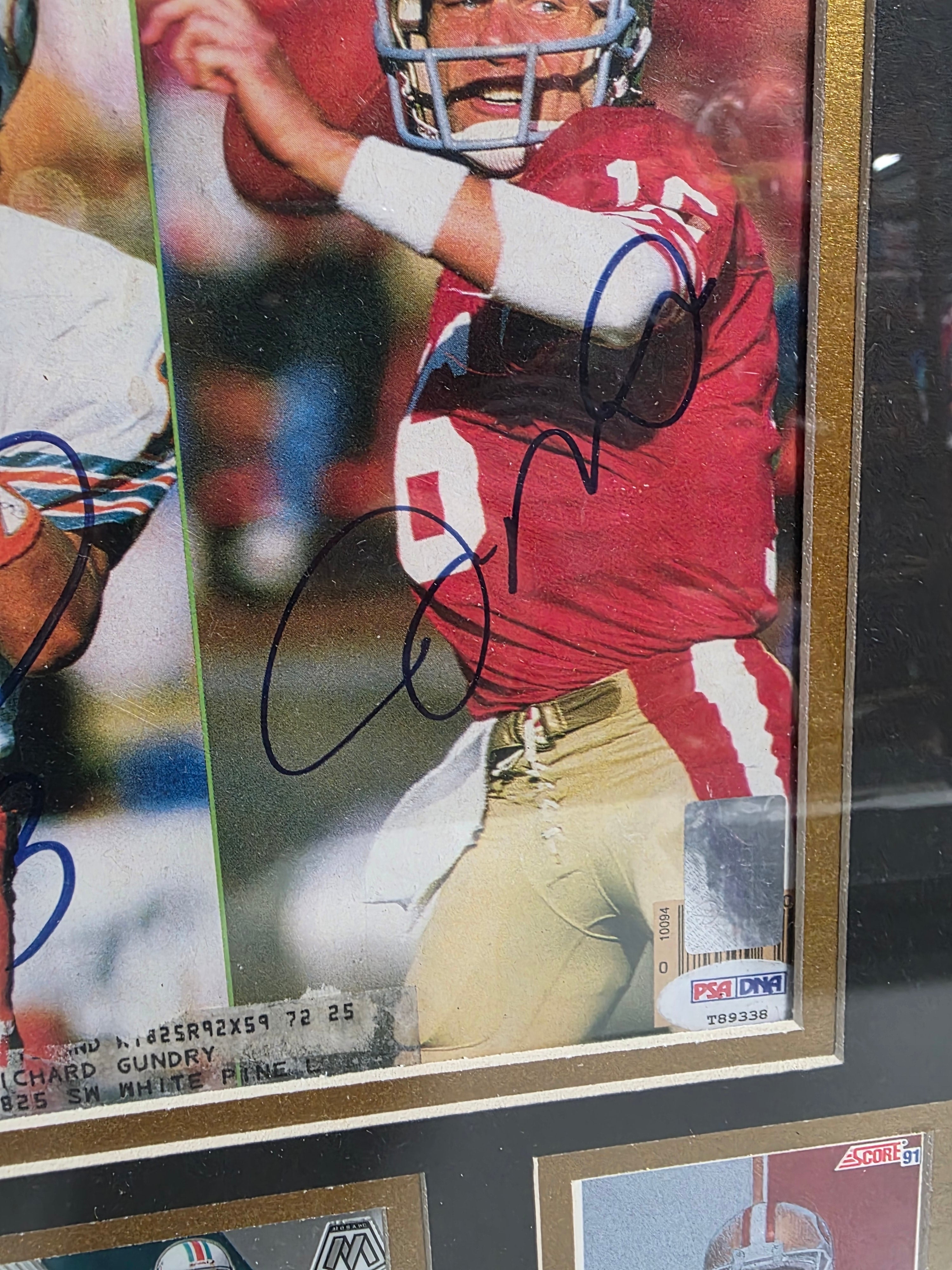 Framed Joe Montana & Dan Marino Signed / Autographed Sports Illustrated + Cards | PSA/DNA COA