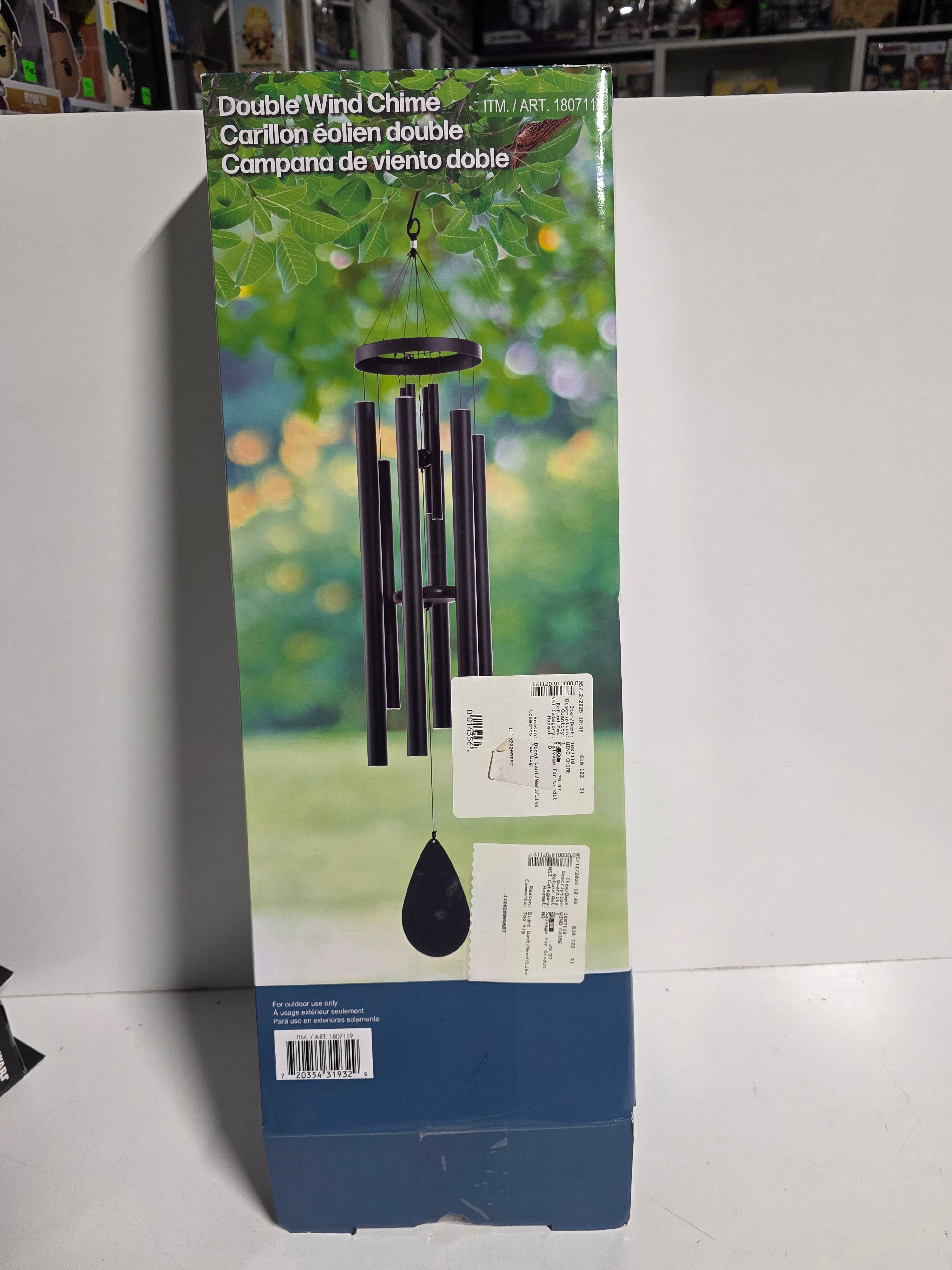 Outdoor Double Wind Chime Metal Hanging Garden Patio Decor Display Piece Modern